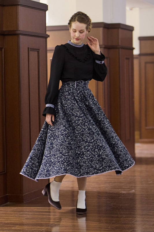 特典付き【Pre-order】Jacquard skirt/Navy