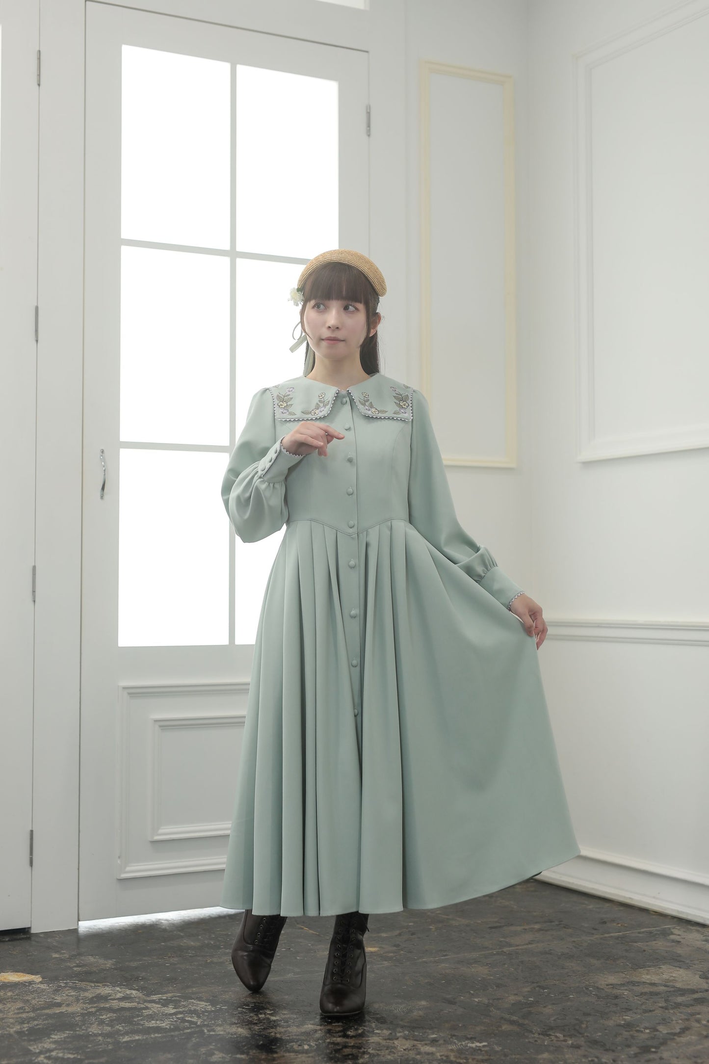 【Pre-order】Fleur dress-viola/Mint green