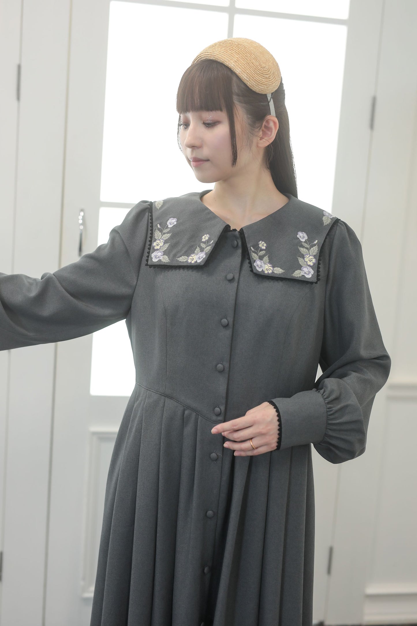 特典付き【Pre-order】Fleur dress-viola/Gray