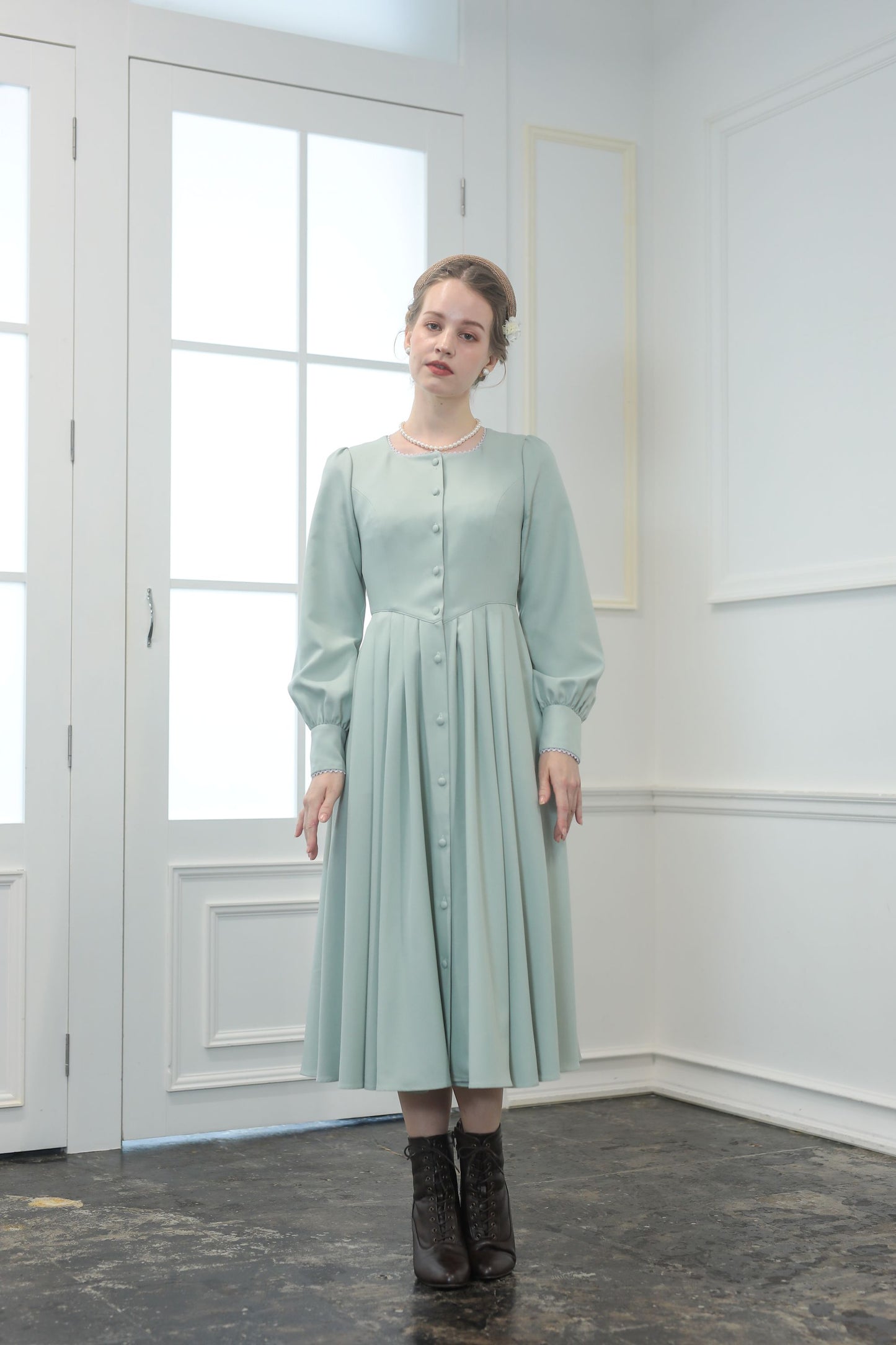 【Pre-order】Fleur dress-viola/Mint green