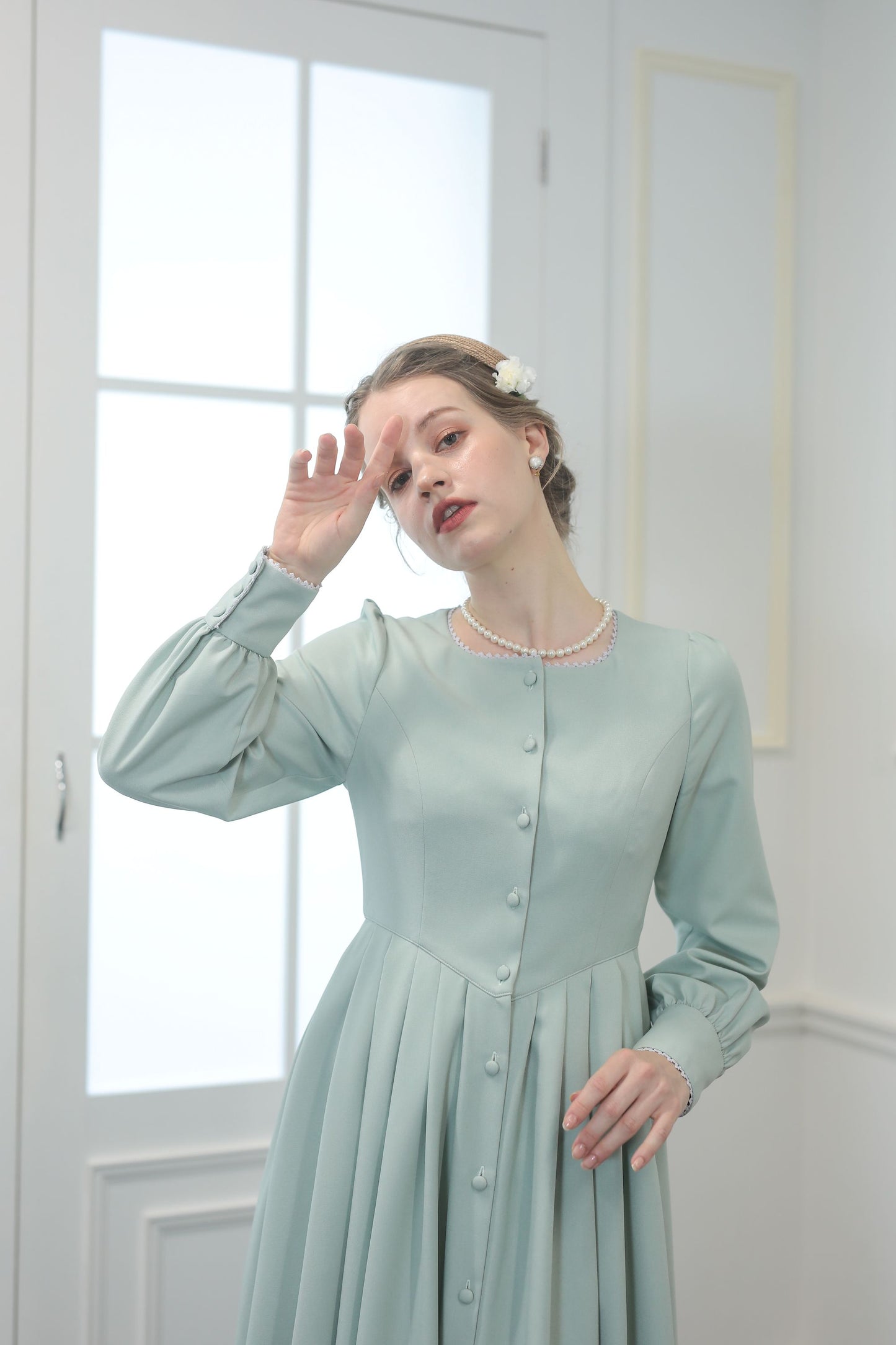【Pre-order】Fleur dress-viola/Mint green