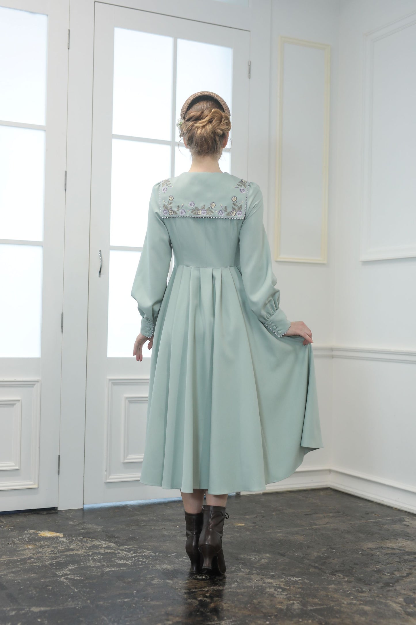 【Pre-order】Fleur dress-viola/Mint green