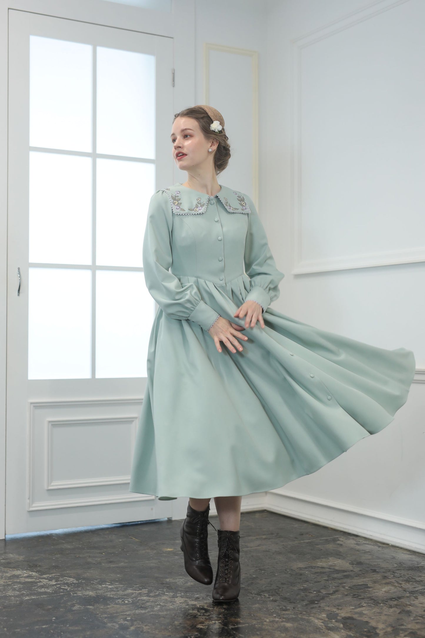 【Pre-order】Fleur dress-viola/Mint green