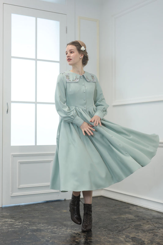 【Pre-order】Fleur dress-viola/Mint green