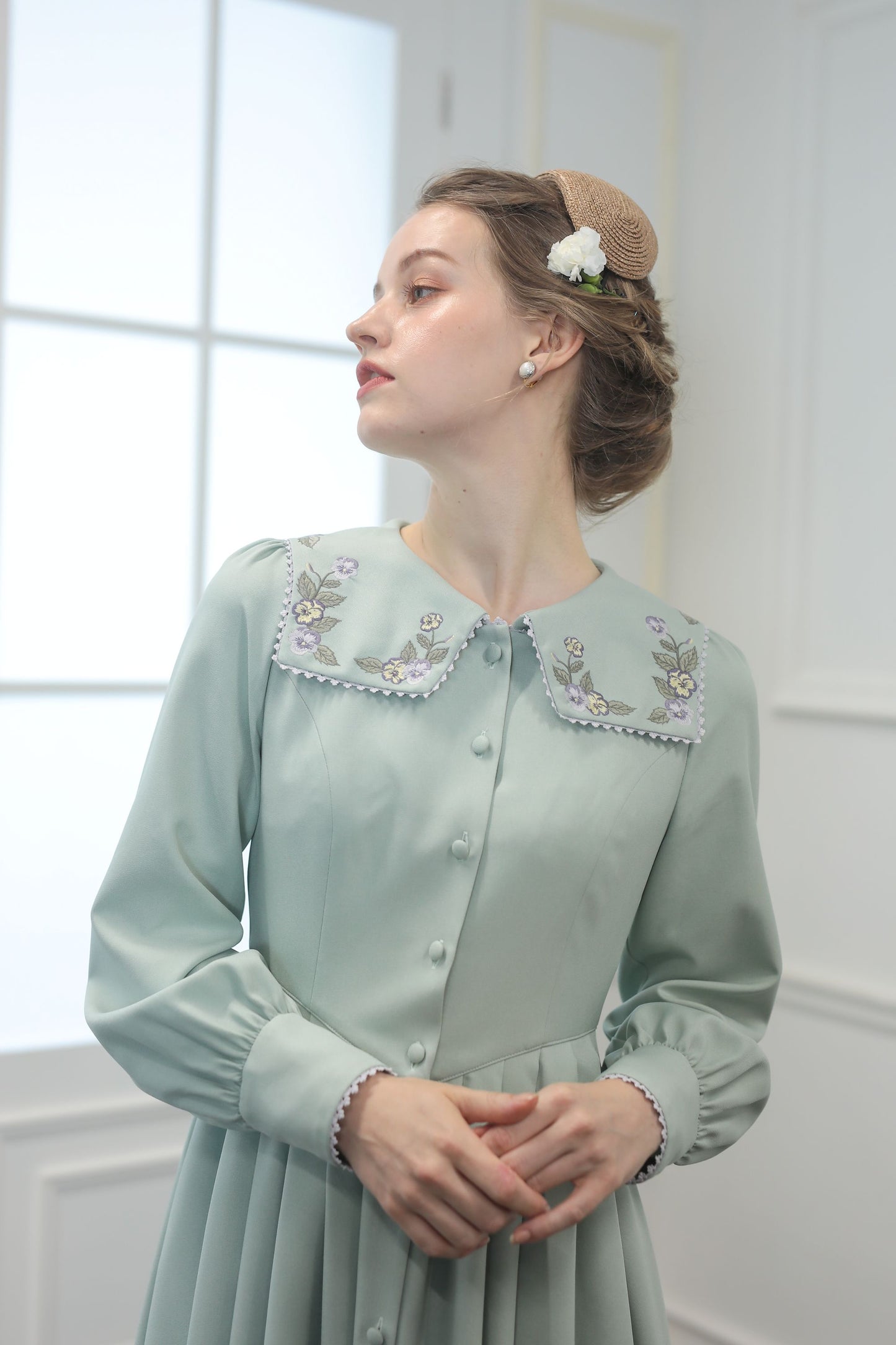 【Pre-order】Fleur dress-viola/Mint green