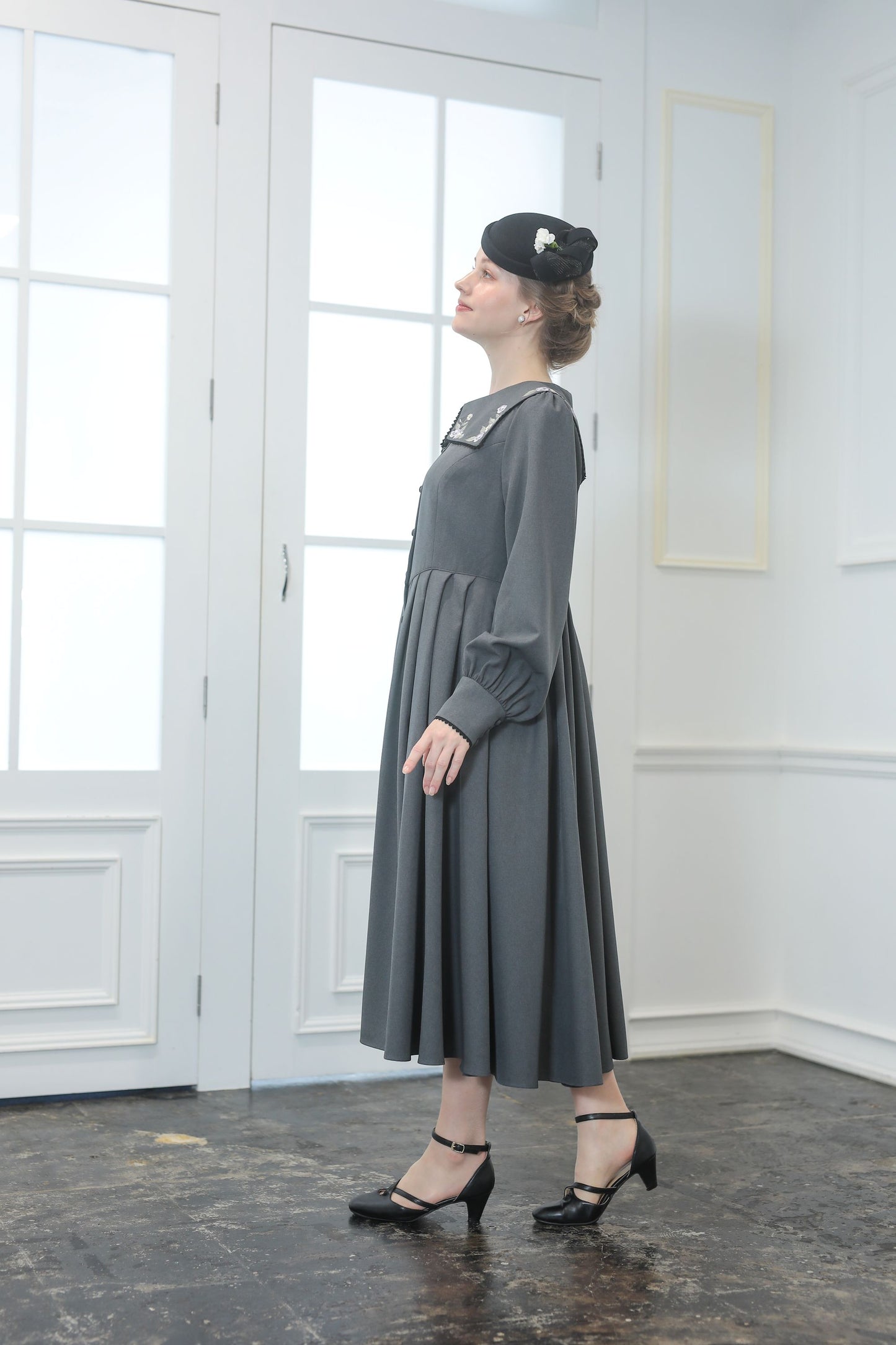 特典付き【Pre-order】Fleur dress-viola/Gray