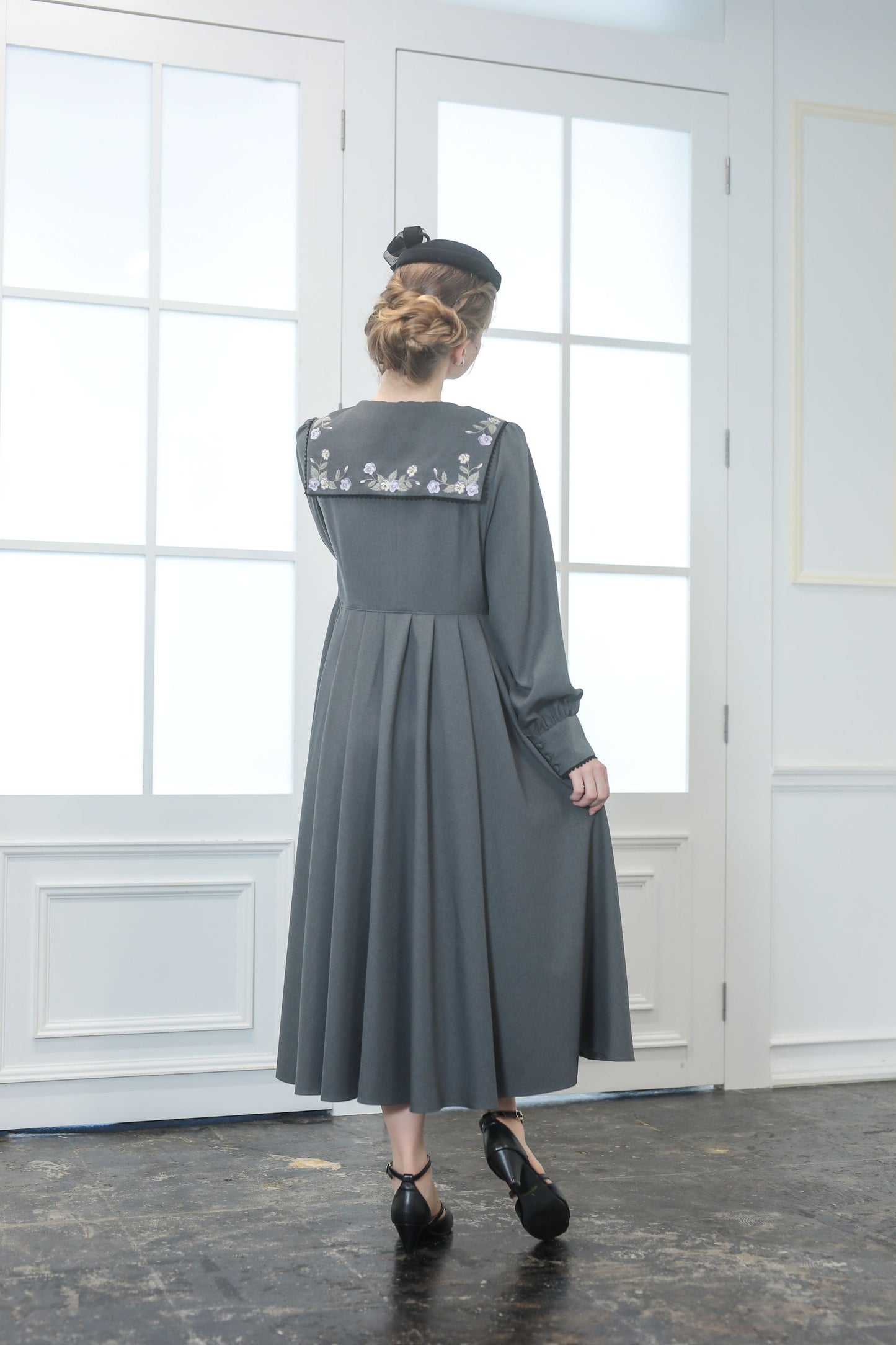 特典付き【Pre-order】Fleur dress-viola/Gray