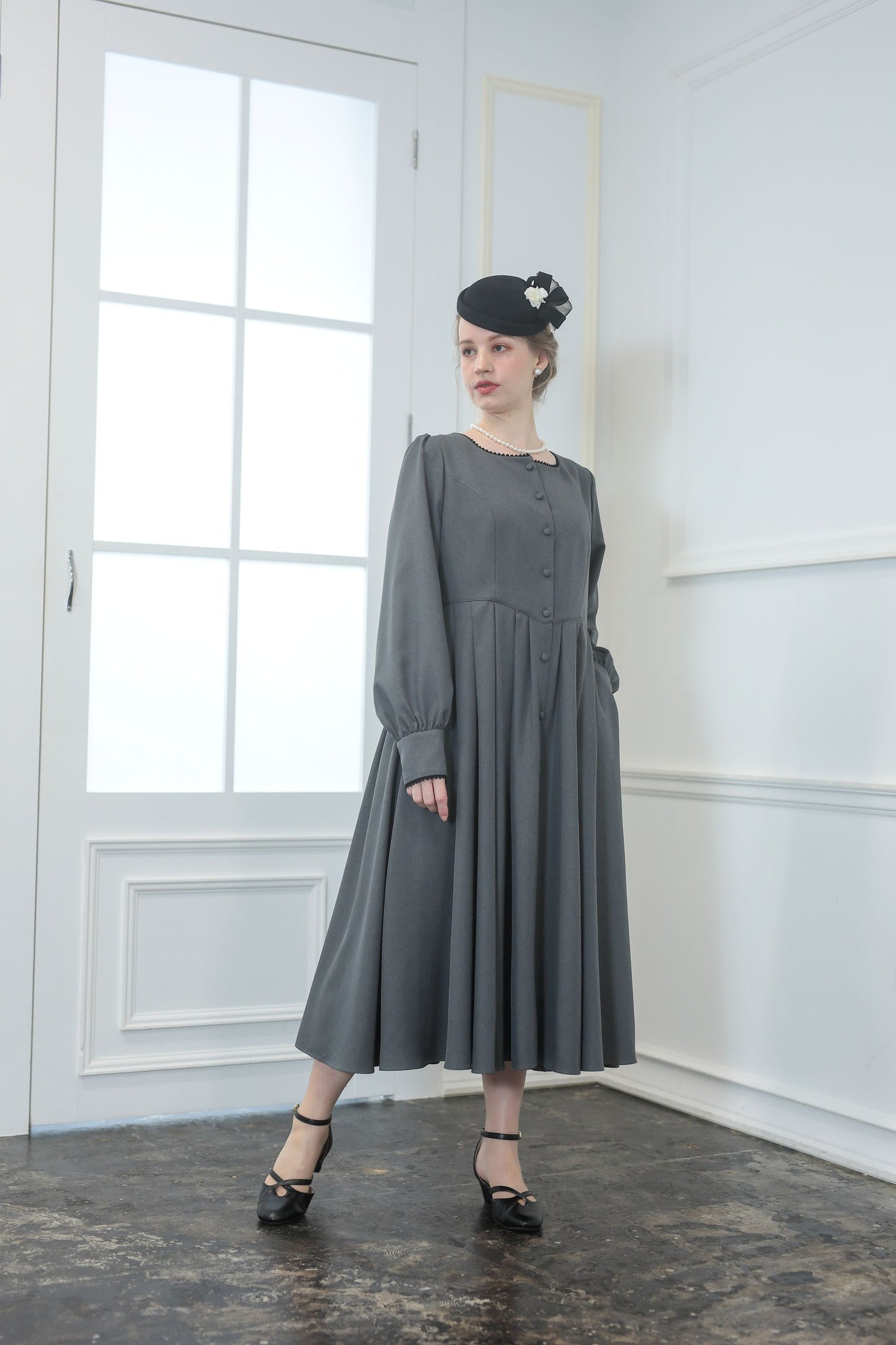特典付き【Pre-order】Fleur dress-viola/Gray