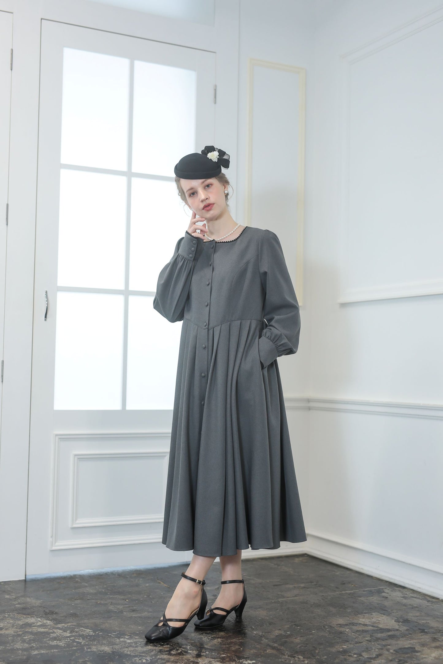 特典付き【Pre-order】Fleur dress-viola/Gray