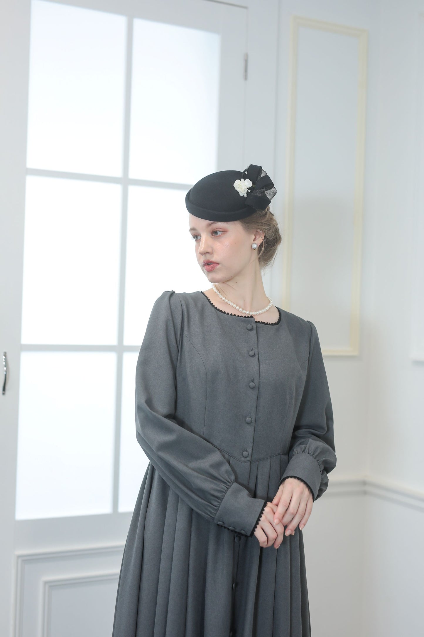 特典付き【Pre-order】Fleur dress-viola/Gray