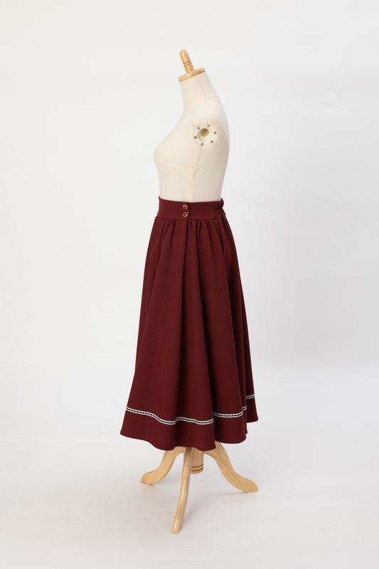 ウールライクフレアースカート/ボルドー