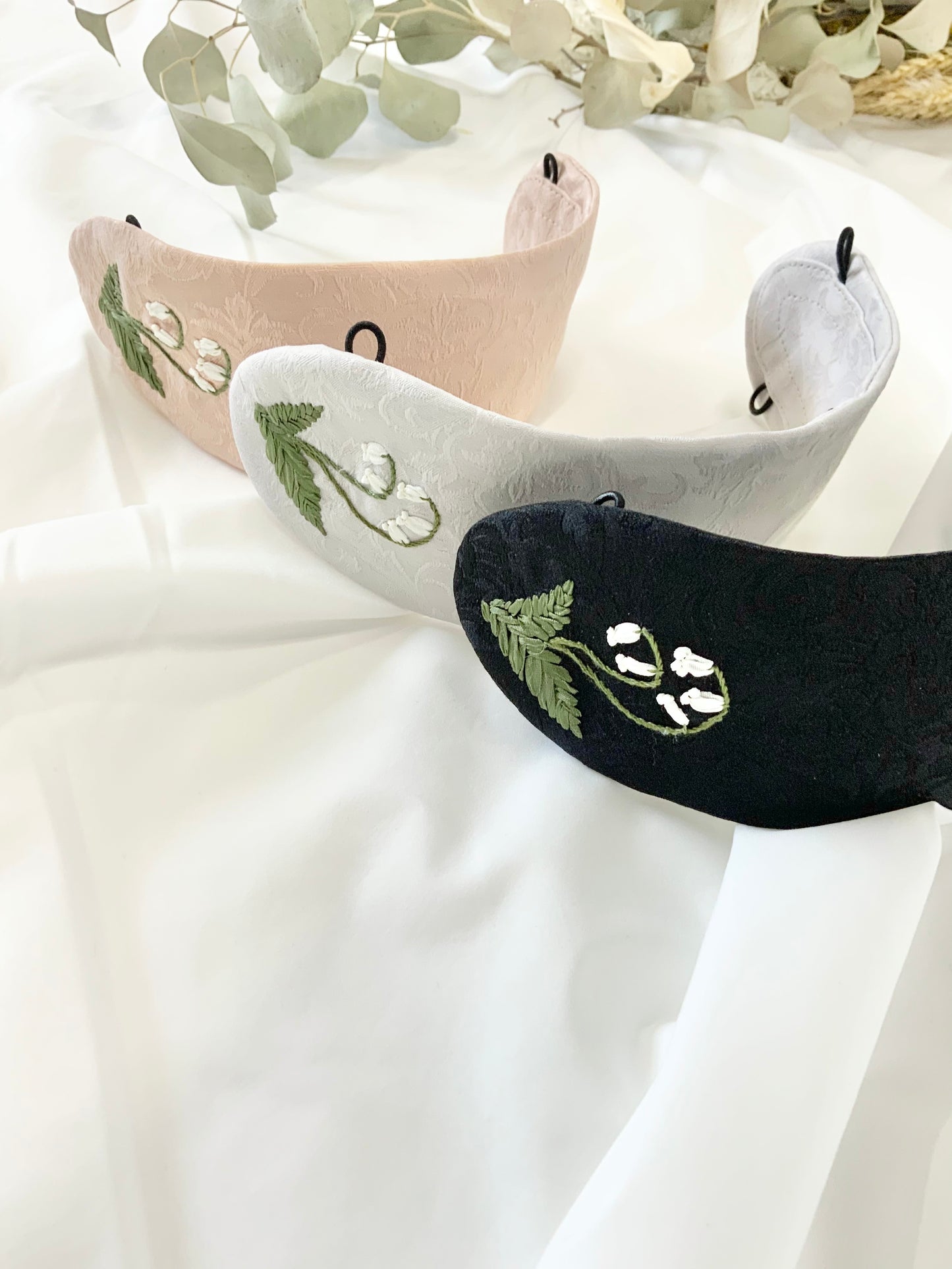 すずらんリボン刺繍ヘッドアクセサリー