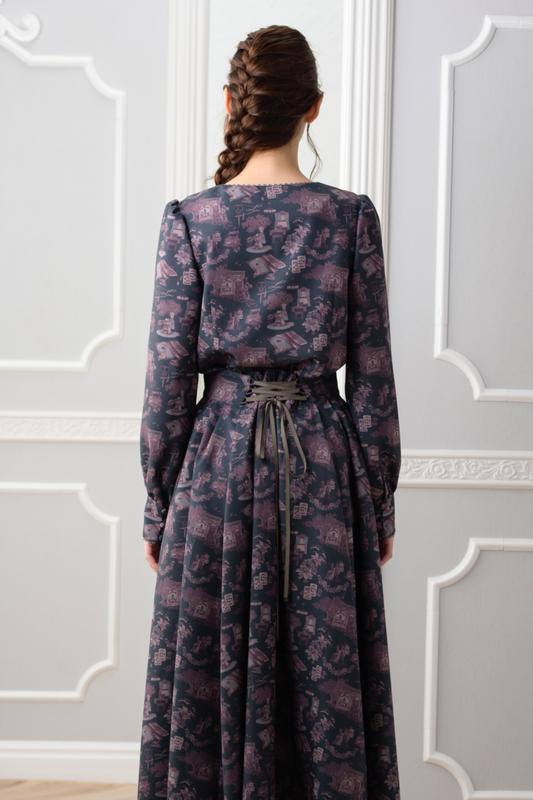 トワルドジュイ柄ブラウス/ダークグリーン