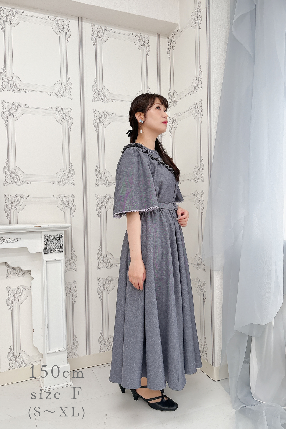 【Pre-order】Linen like flare skirt/Gray
