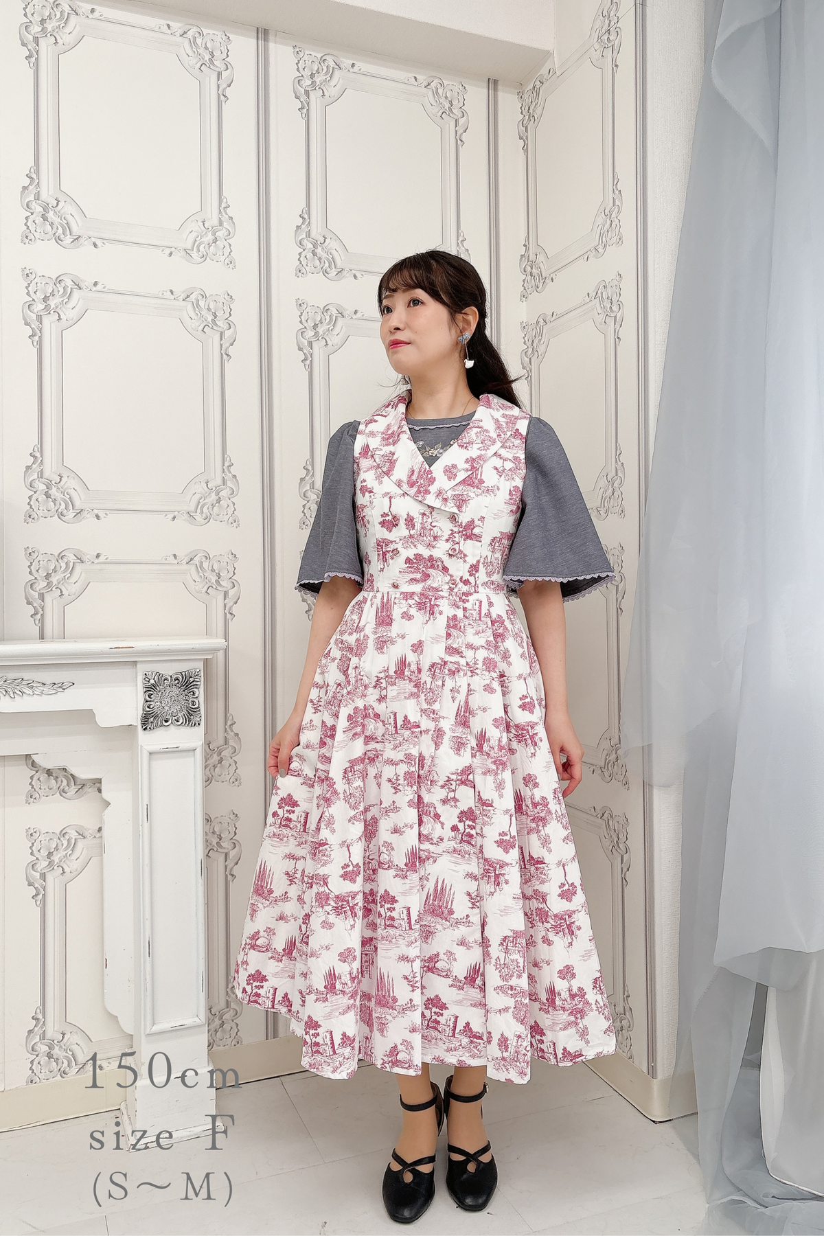 【Pre-order】Toile de Jouy sleeveless dress/Red