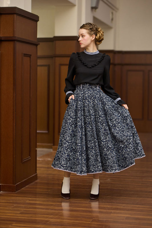特典付き【Pre-order】Jacquard skirt/Navy