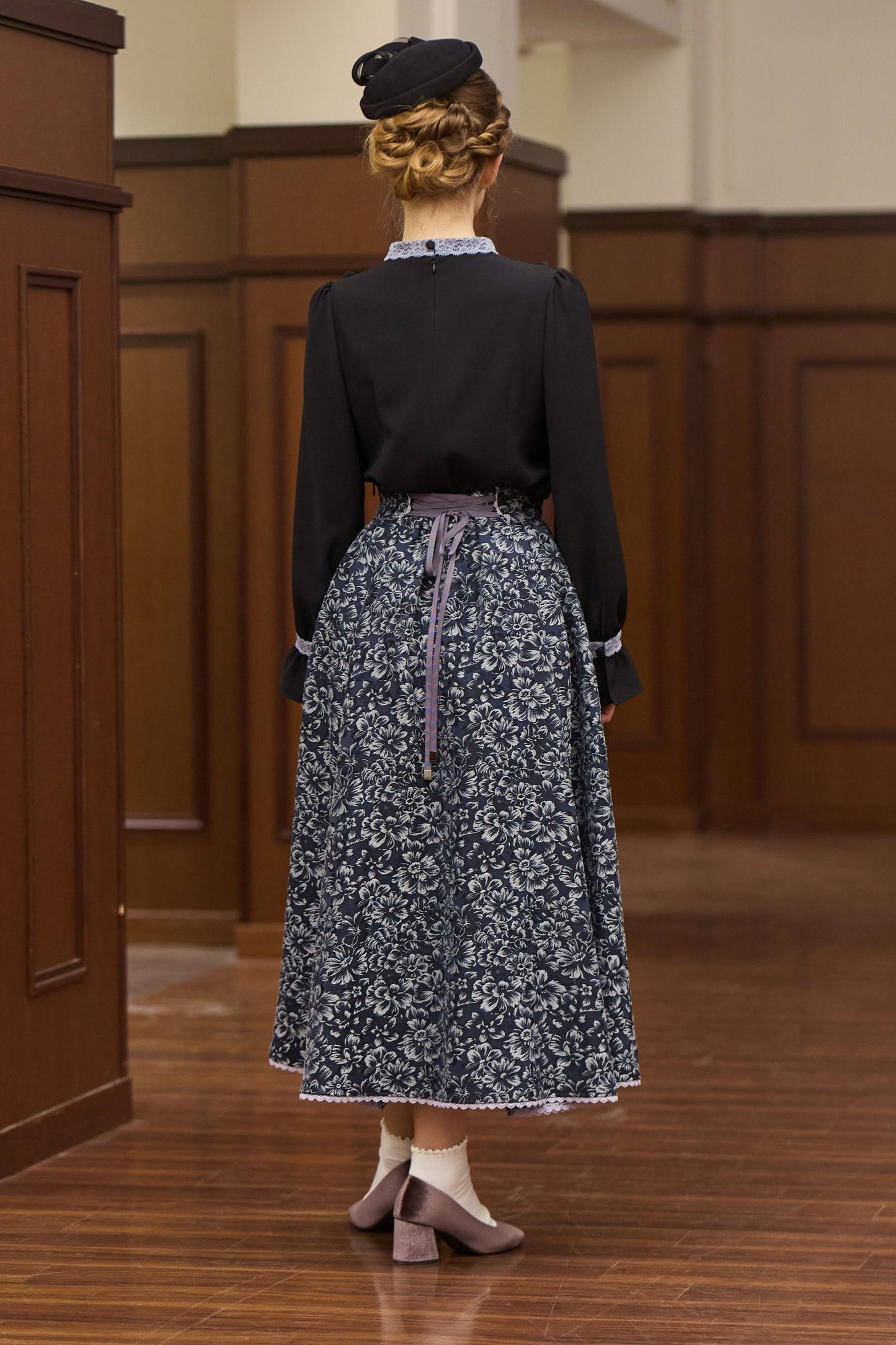【Pre-order】Jacquard skirt/Navy