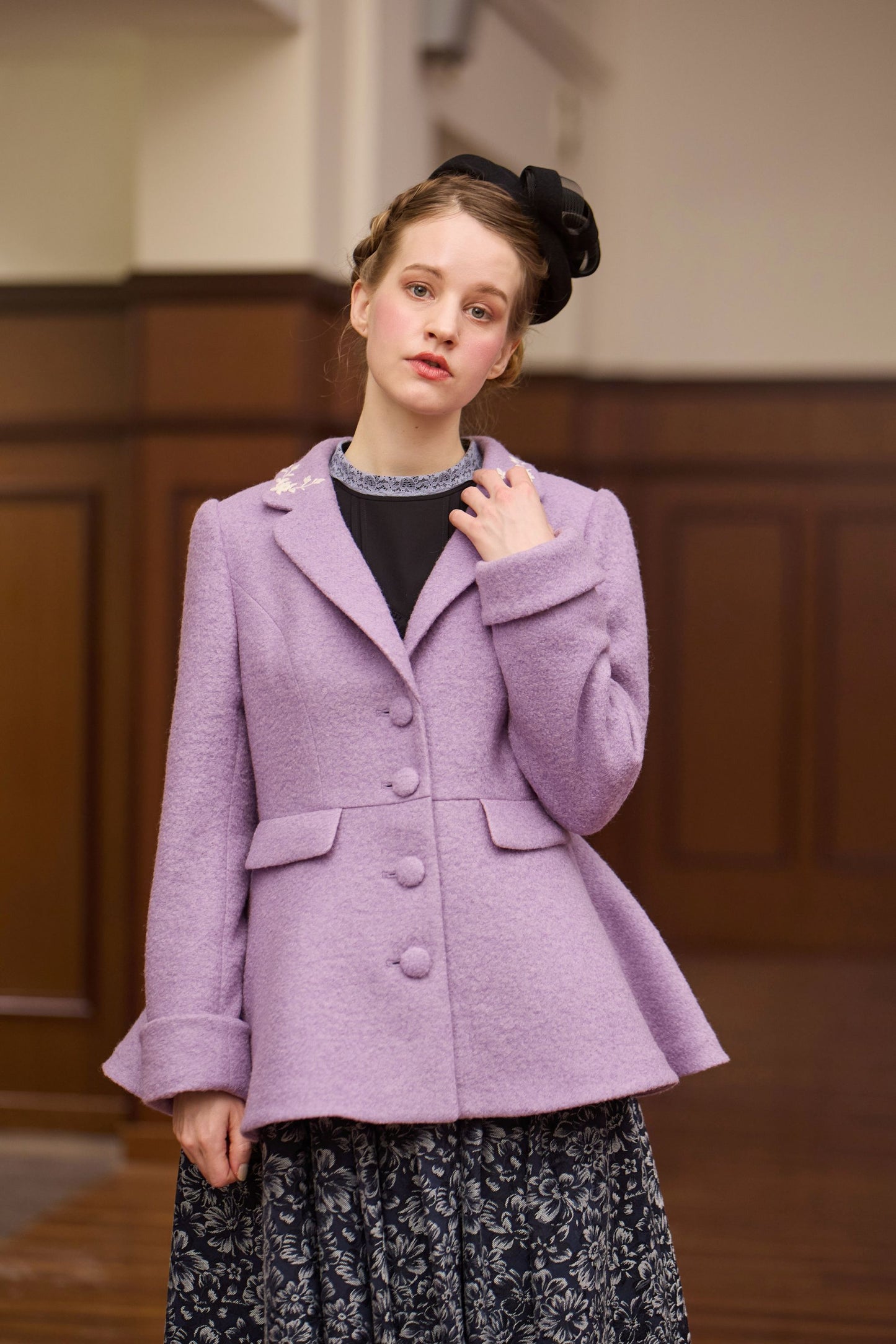 特典付き【Pre-order】Tailored collar coat/Lavender