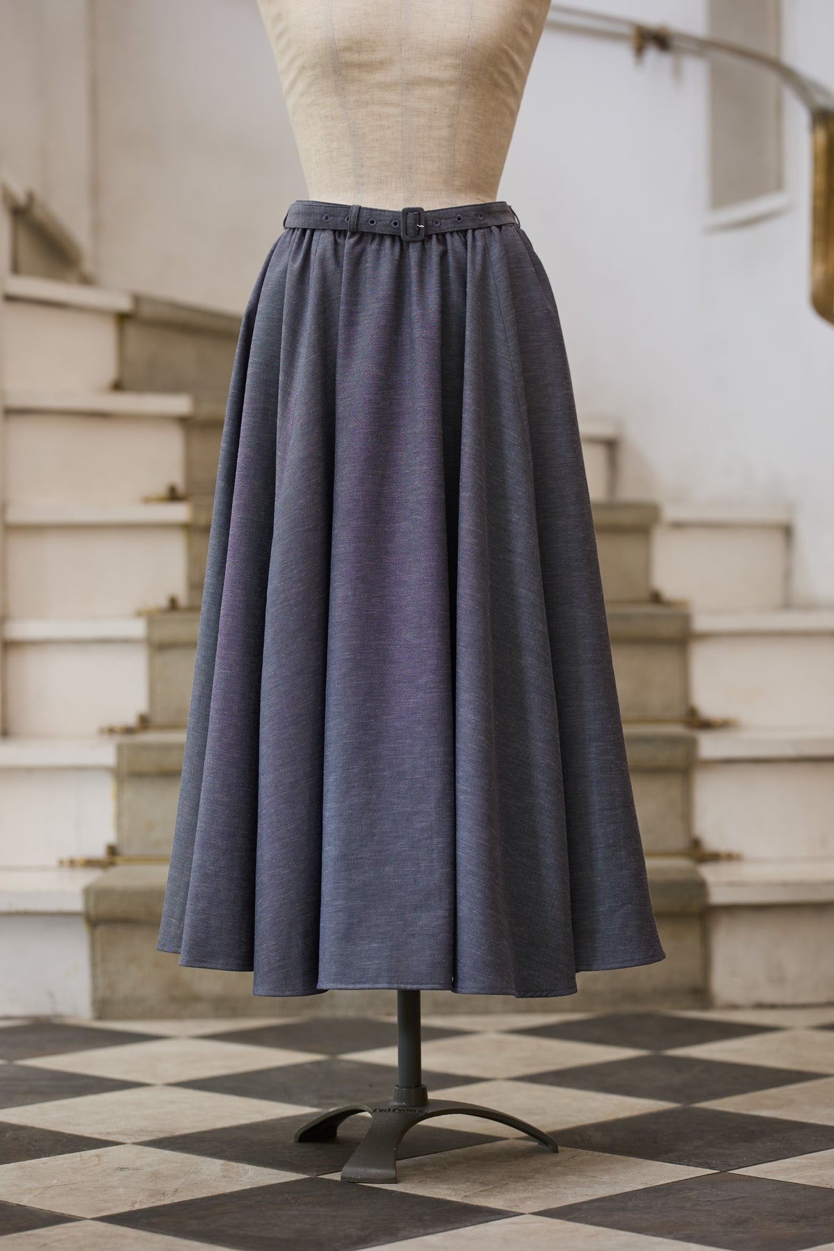 【Pre-order】Linen like flare skirt/Gray