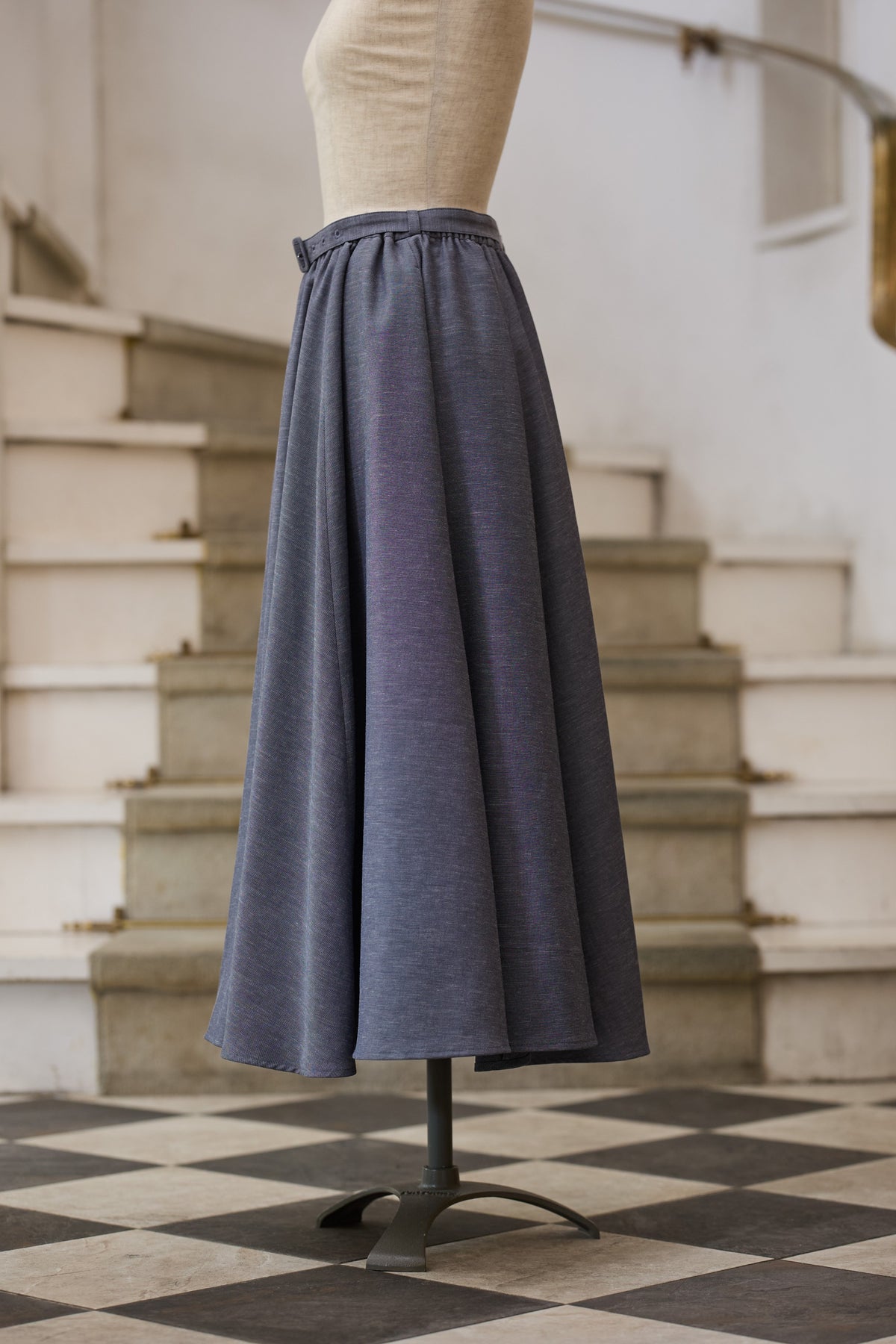 【Pre-order】Linen like flare skirt/Gray