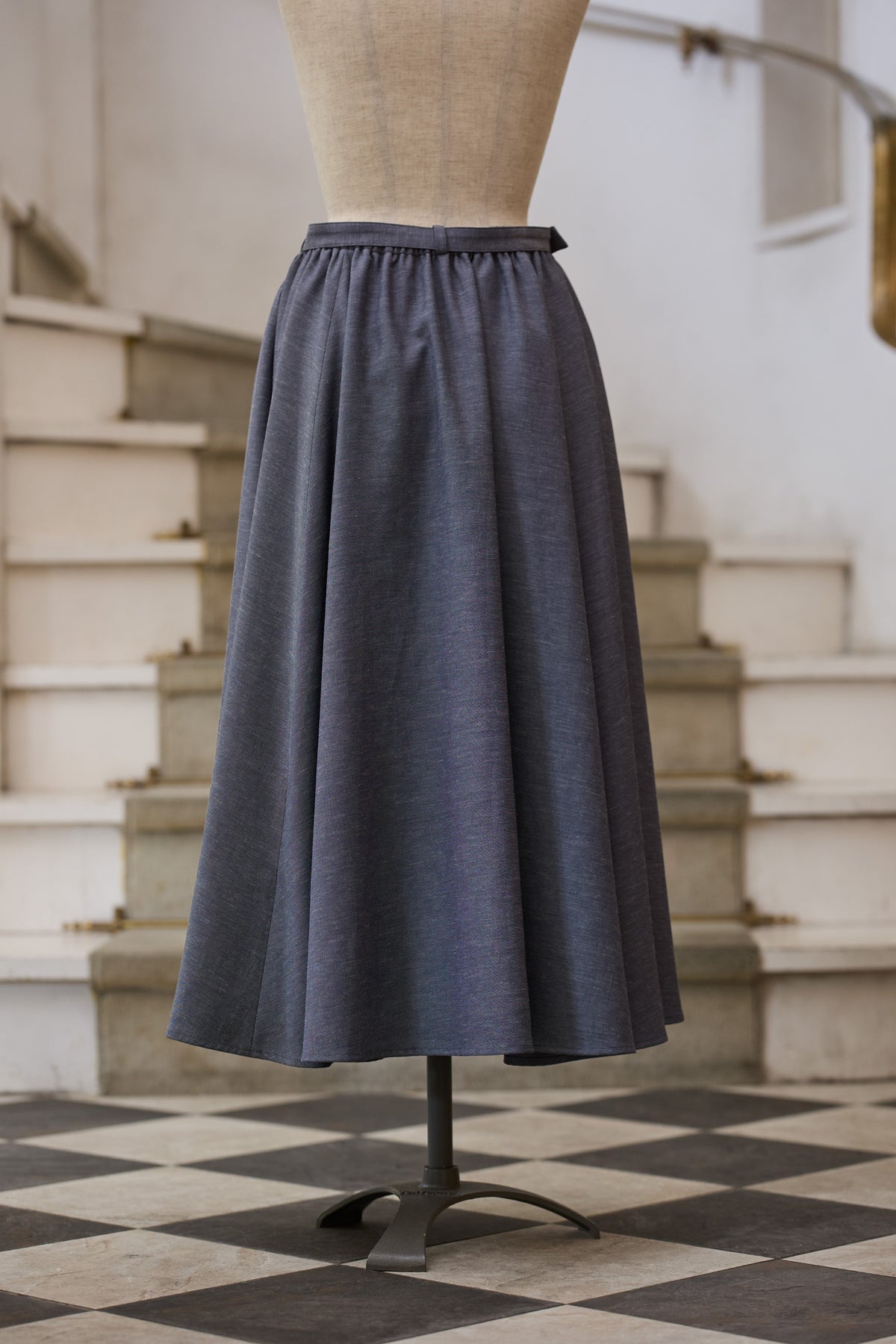 【Pre-order】Linen like flare skirt/Gray