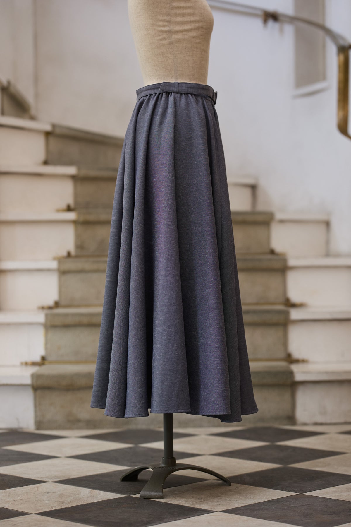 【Pre-order】Linen like flare skirt/Gray
