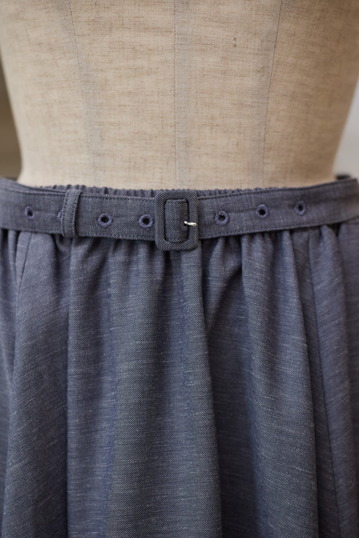 【Pre-order】Linen like flare skirt/Gray