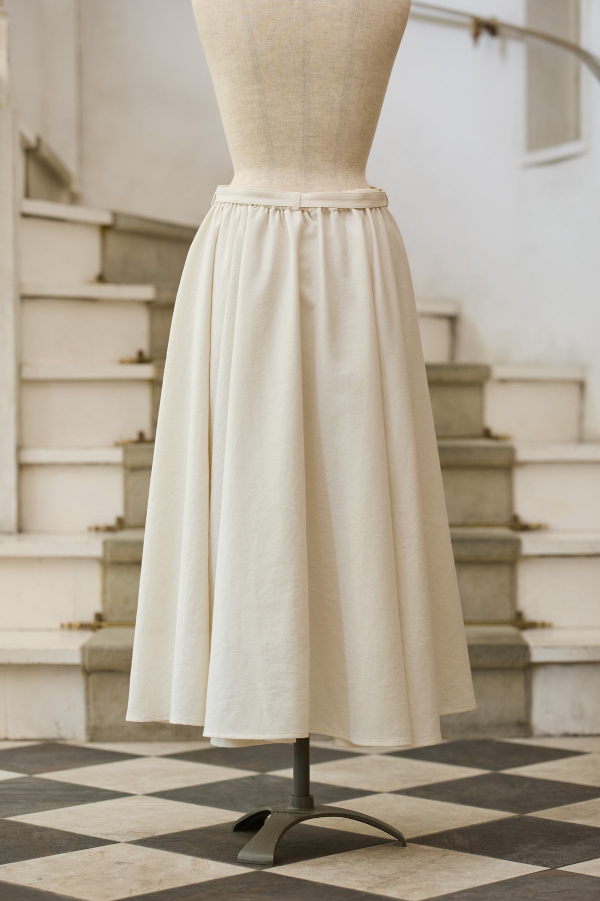 【Pre-order】Linen like flare skirt/Ivory