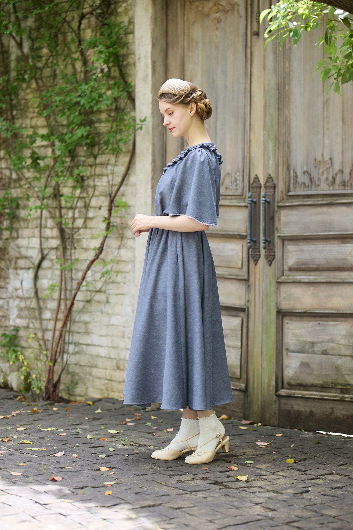 【Pre-order】Linen like flare skirt/Gray