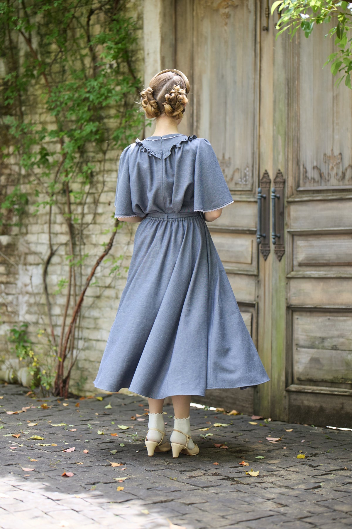 【Pre-order】Linen like flare skirt/Gray