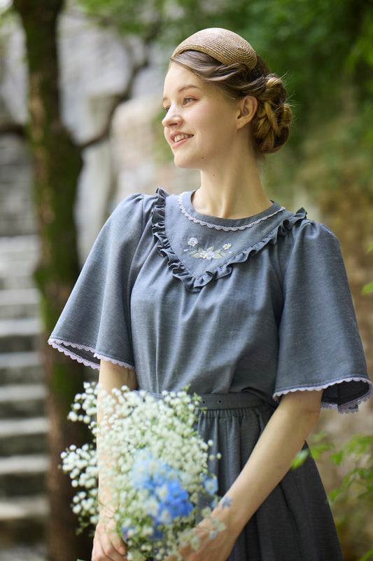 【Pre-order】Viola blouse/Gray