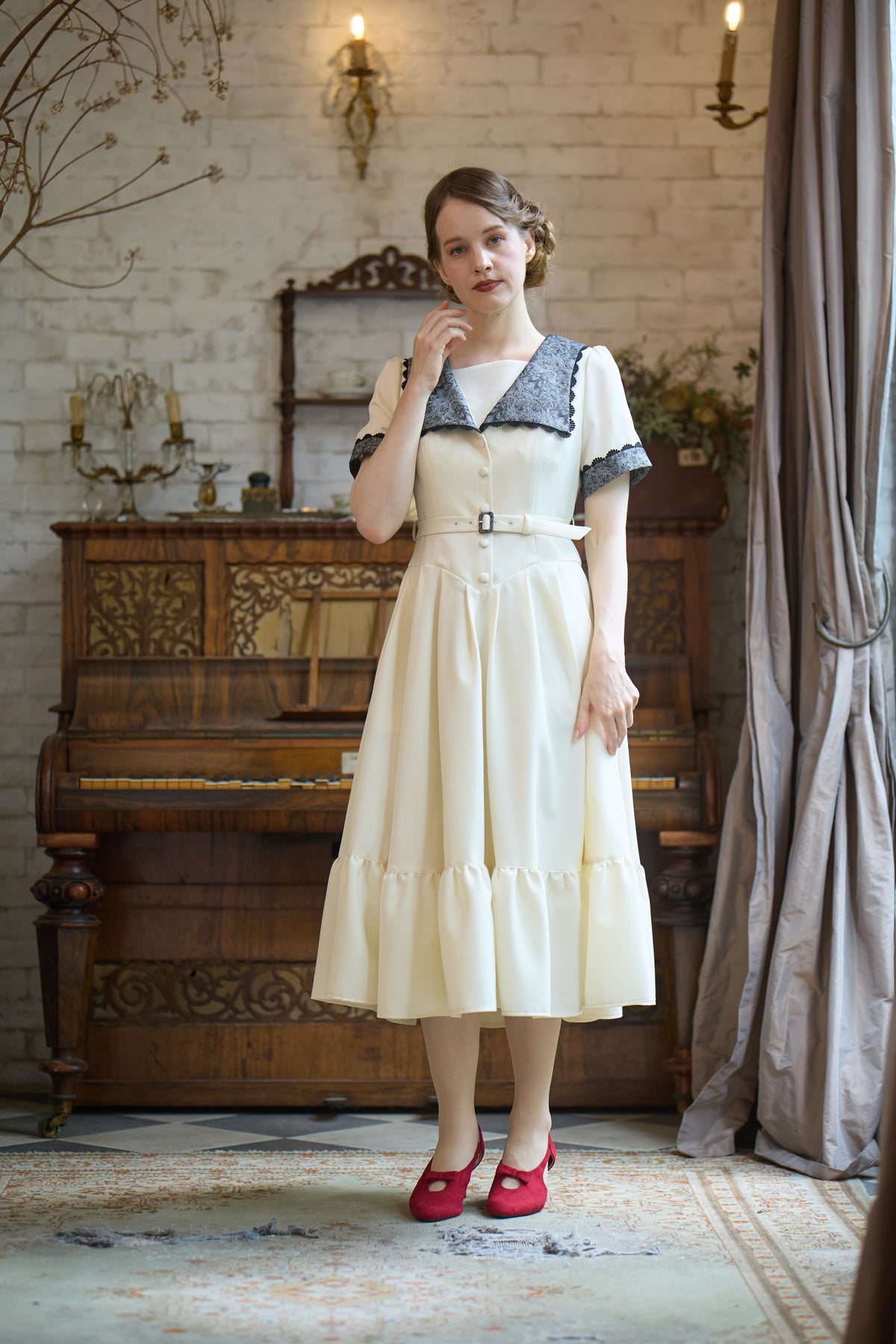 【Pre-order】Eleanor dress/Ivory×Black