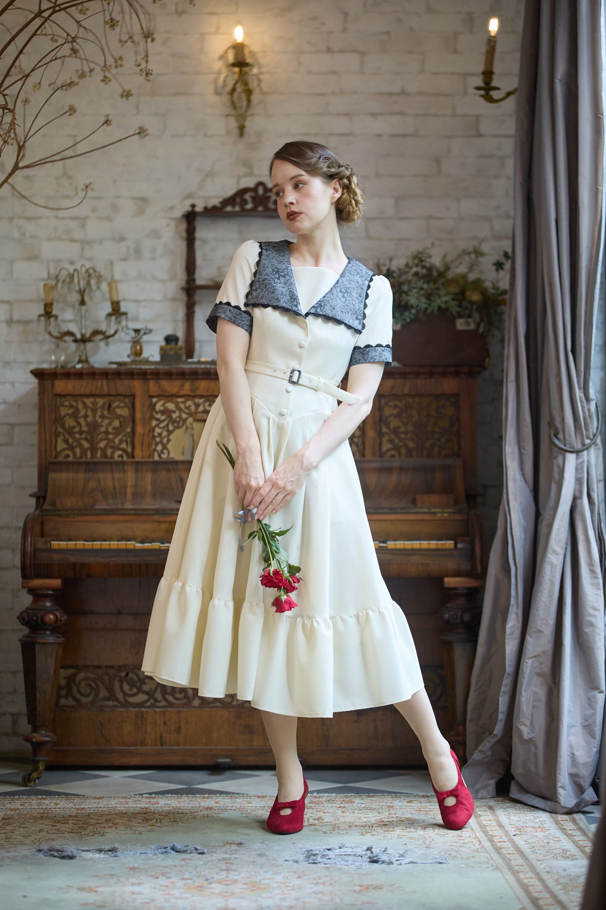 【Pre-order】Eleanor dress/Ivory×Black