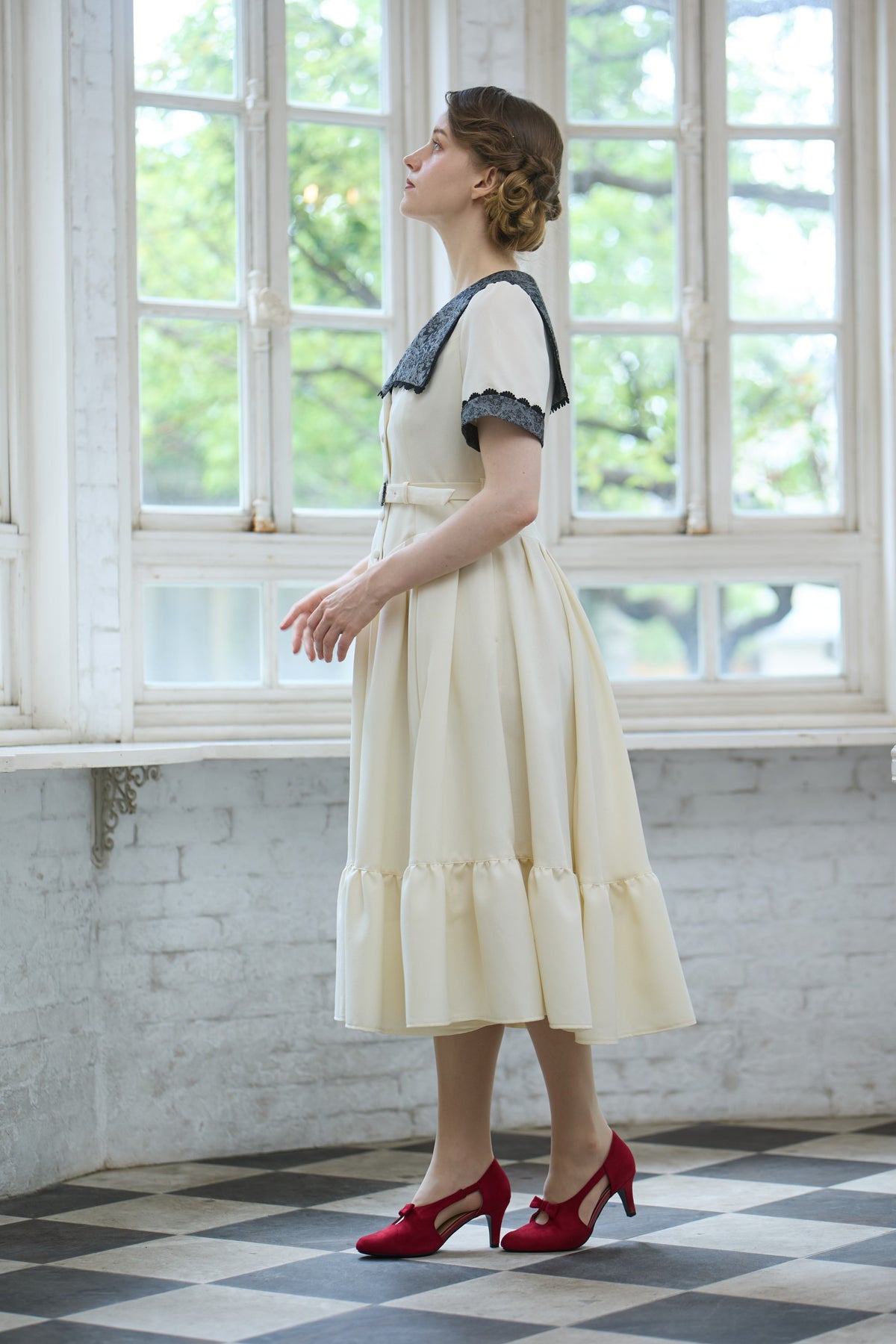 【Pre-order】Eleanor dress/Ivory×Black