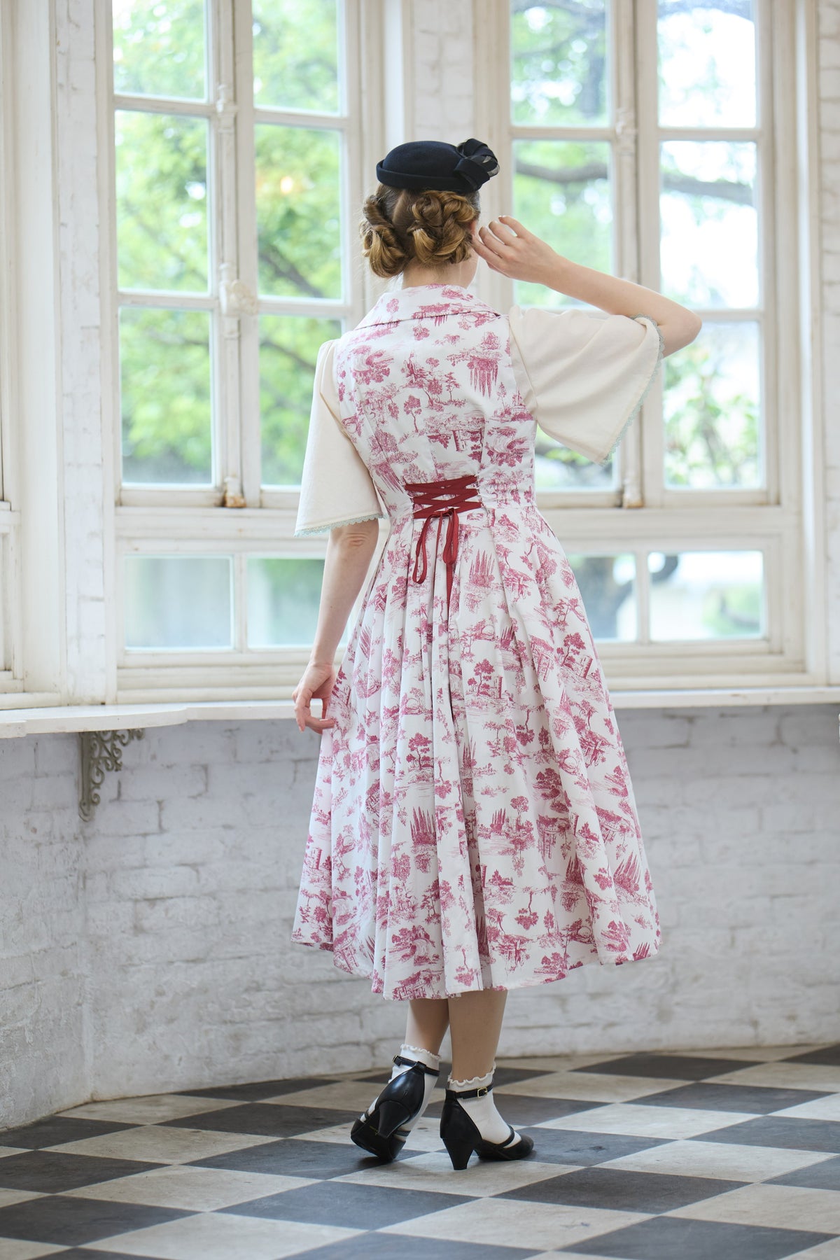 【Pre-order】Toile de Jouy sleeveless dress/Red