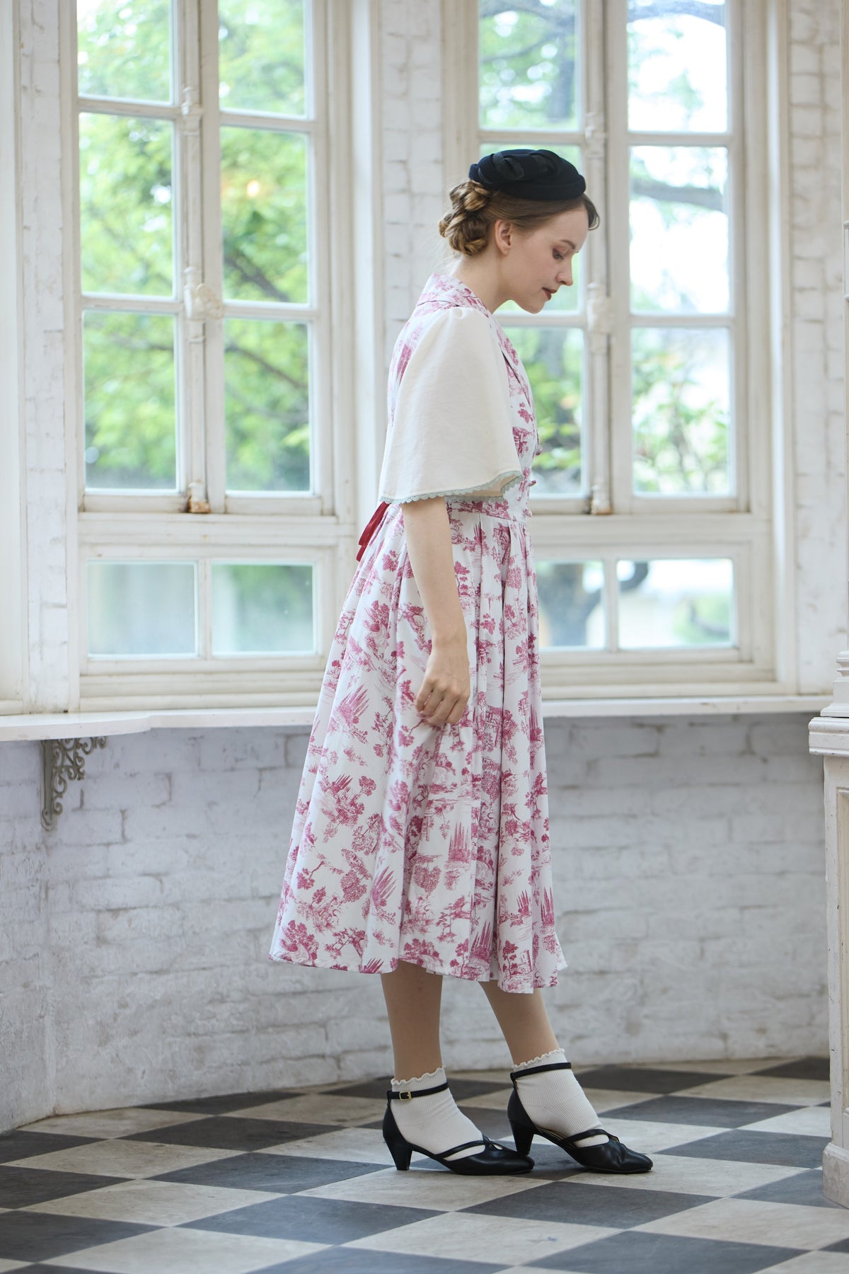 【Pre-order】Toile de Jouy sleeveless dress/Red
