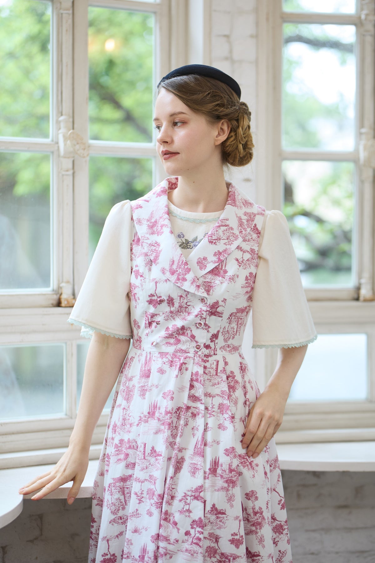 【Pre-order】Toile de Jouy sleeveless dress/Red