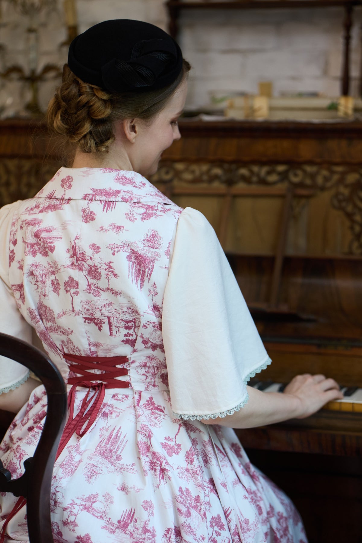 【Pre-order】Toile de Jouy sleeveless dress/Red