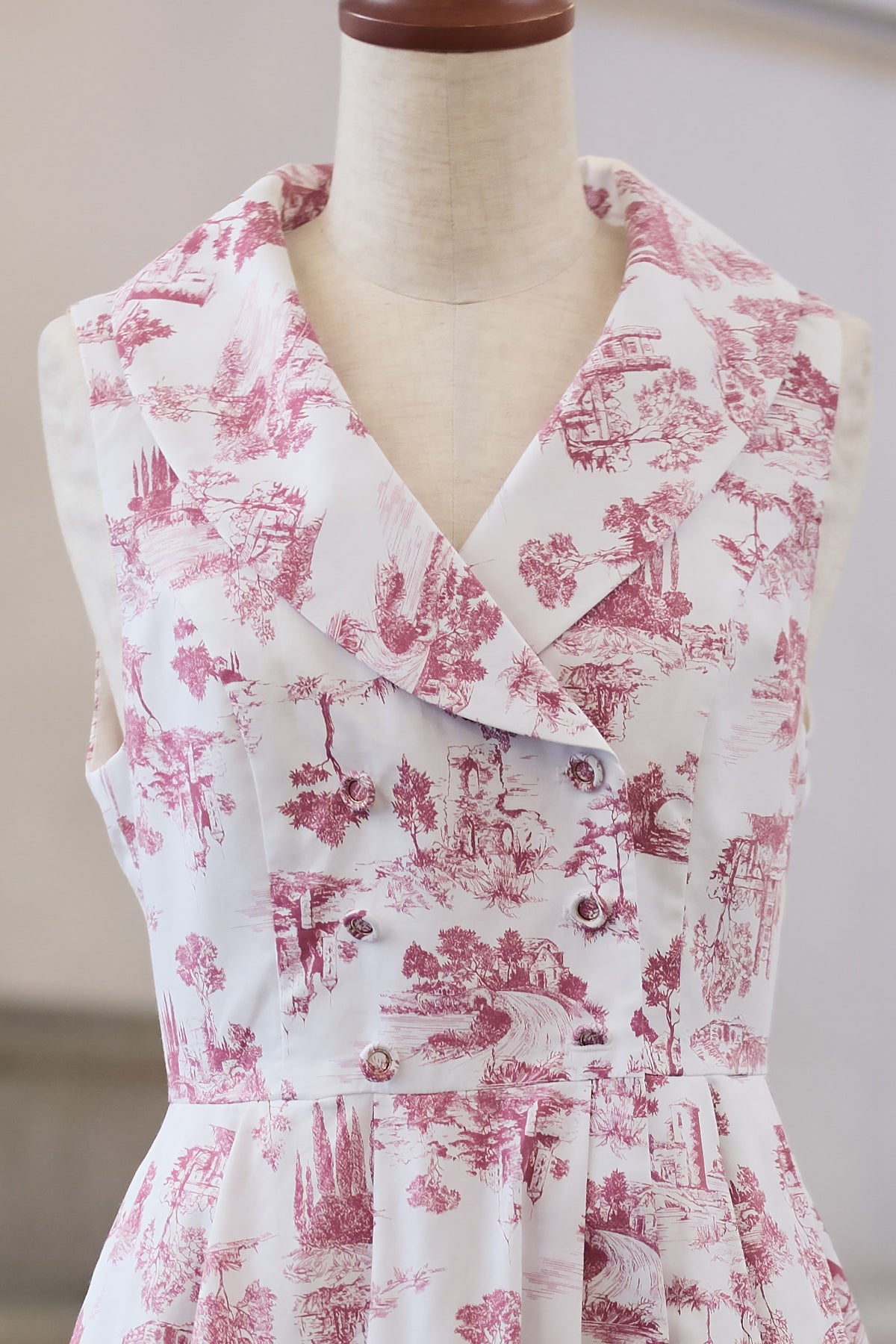 【Pre-order】Toile de Jouy sleeveless dress/Red