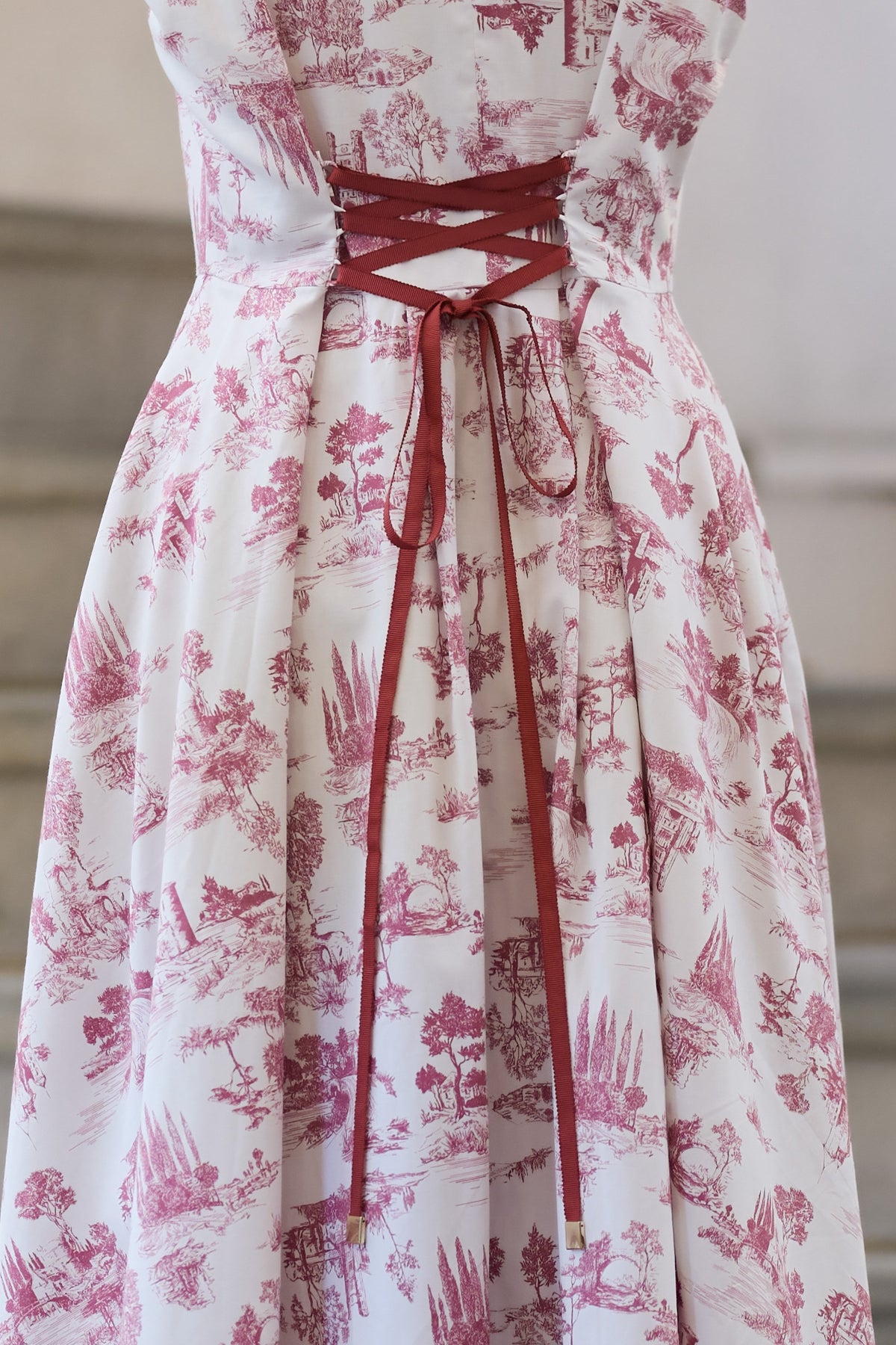 【Pre-order】Toile de Jouy sleeveless dress/Red