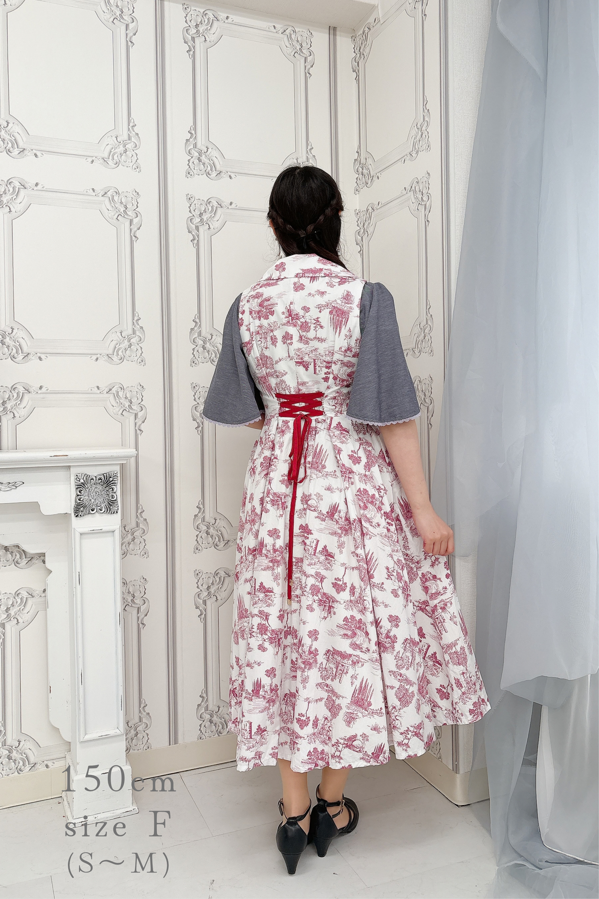 【Pre-order】Toile de Jouy sleeveless dress/Red