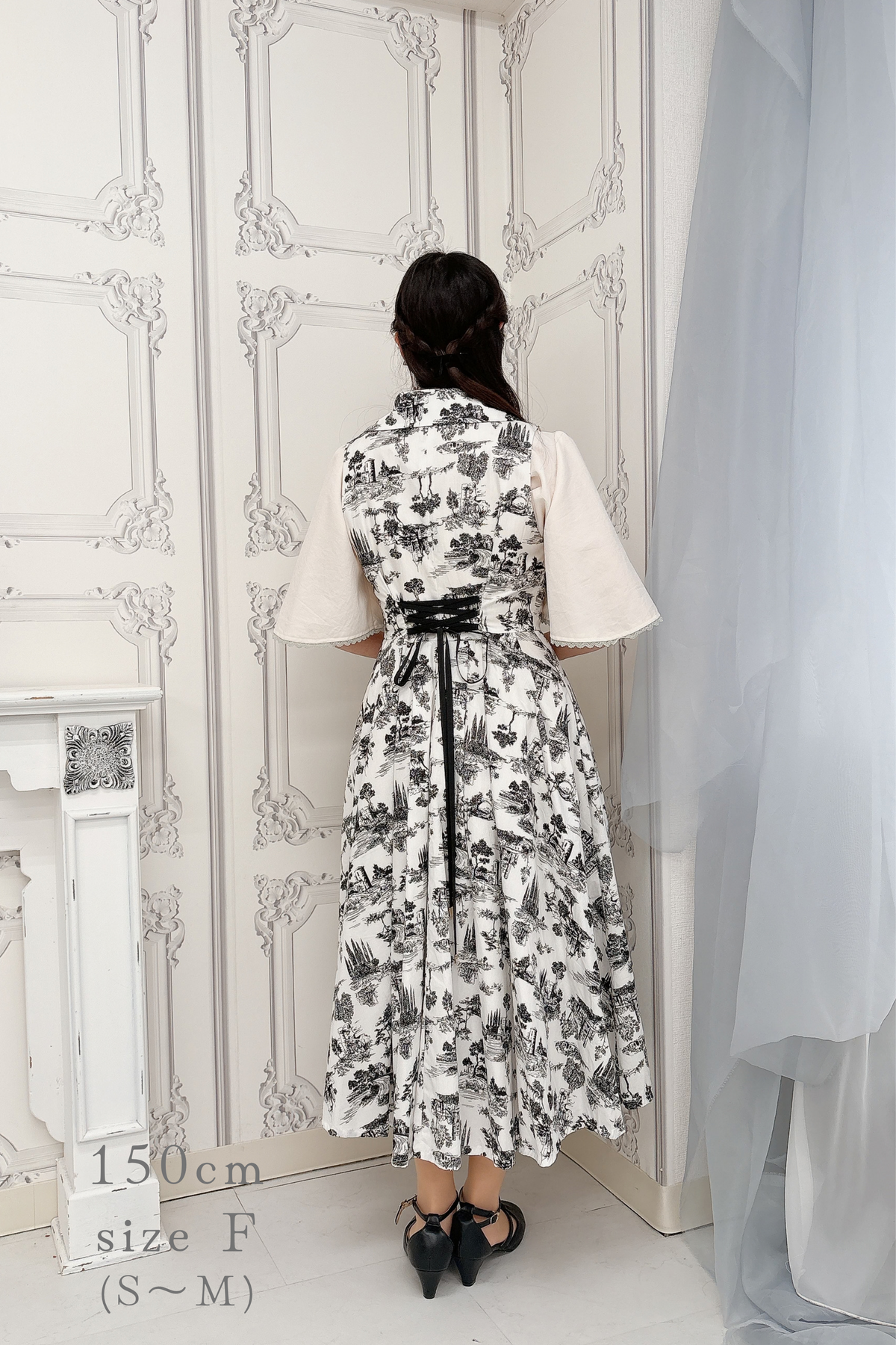 【Pre-order】Toile de Jouy sleeveless dress/Black