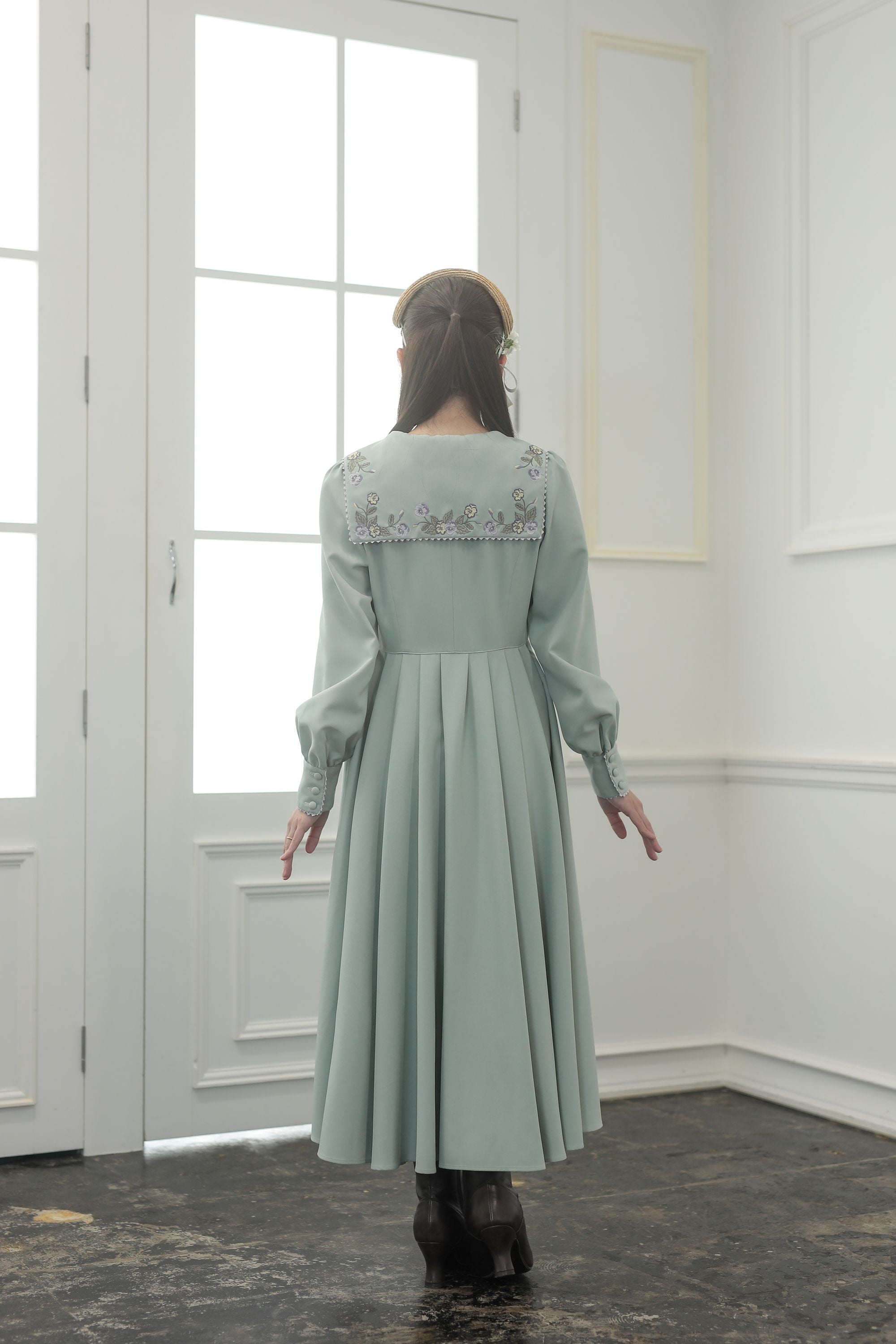 Pre-order】Fleur dress-viola/Mint green – Filvoir