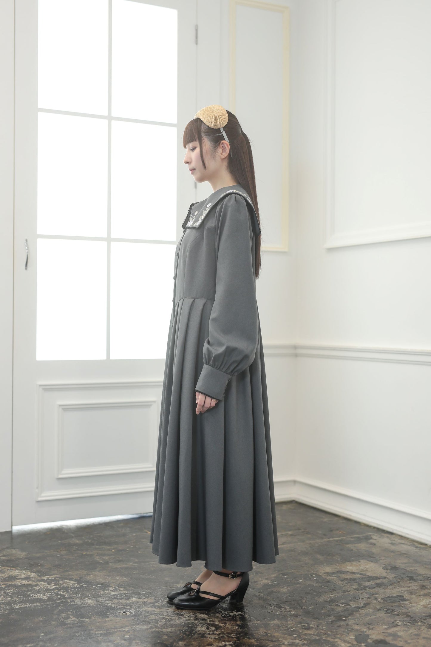 特典付き【Pre-order】Fleur dress-viola/Gray