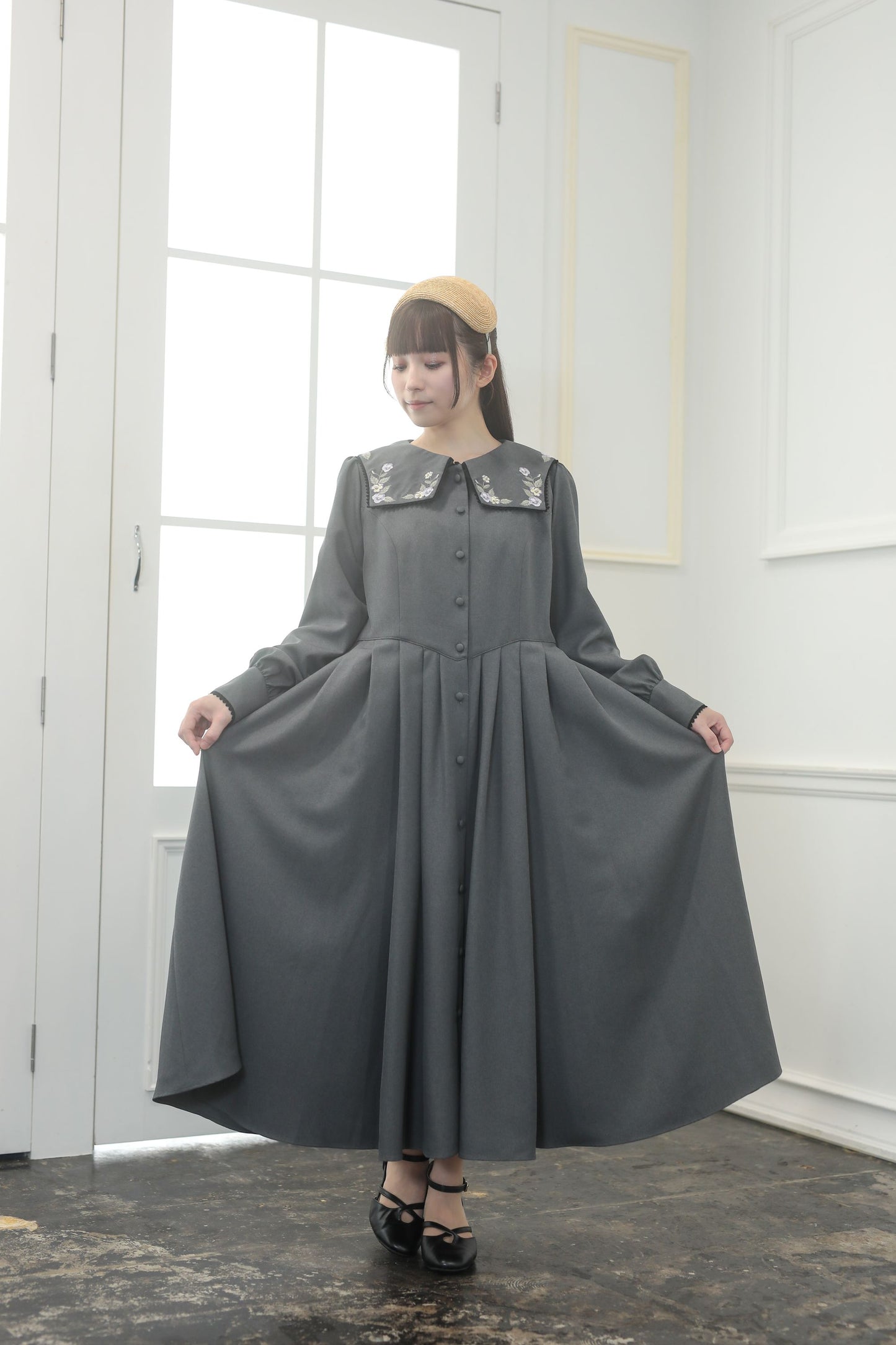 特典付き【Pre-order】Fleur dress-viola/Gray