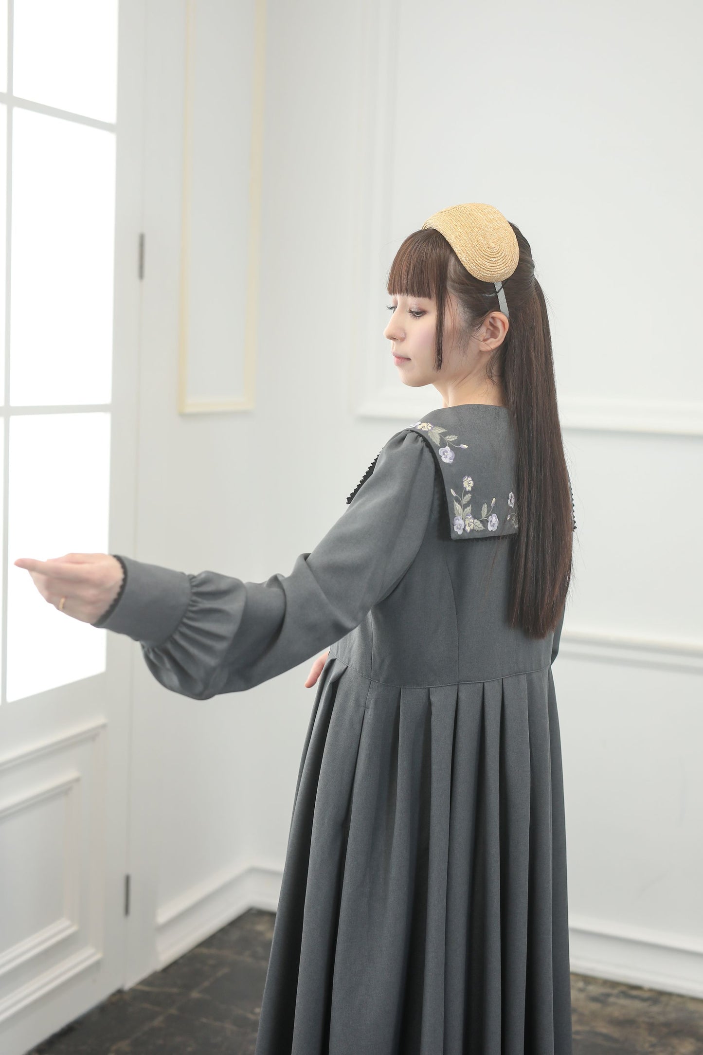特典付き【Pre-order】Fleur dress-viola/Gray