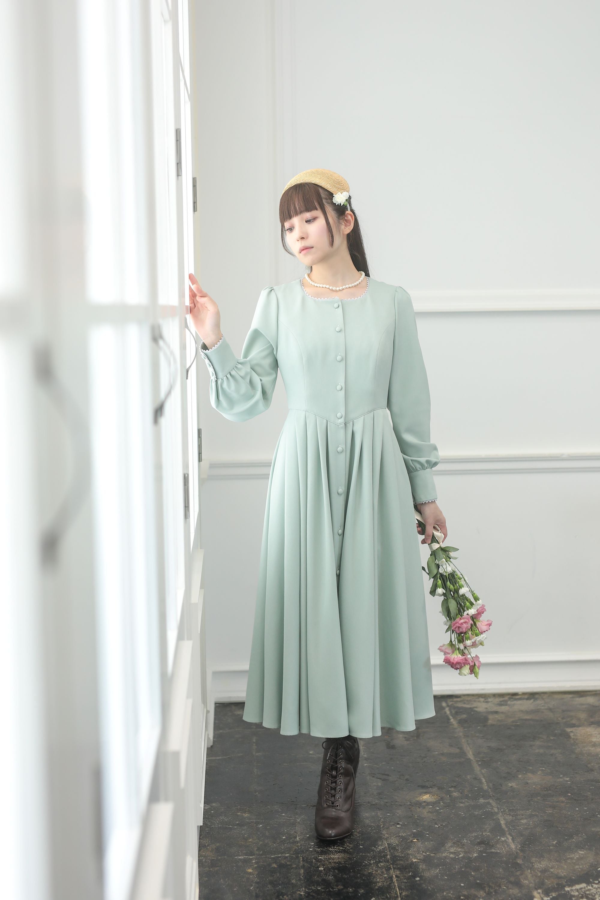 Pre-order】Fleur dress-viola/Mint green – Filvoir