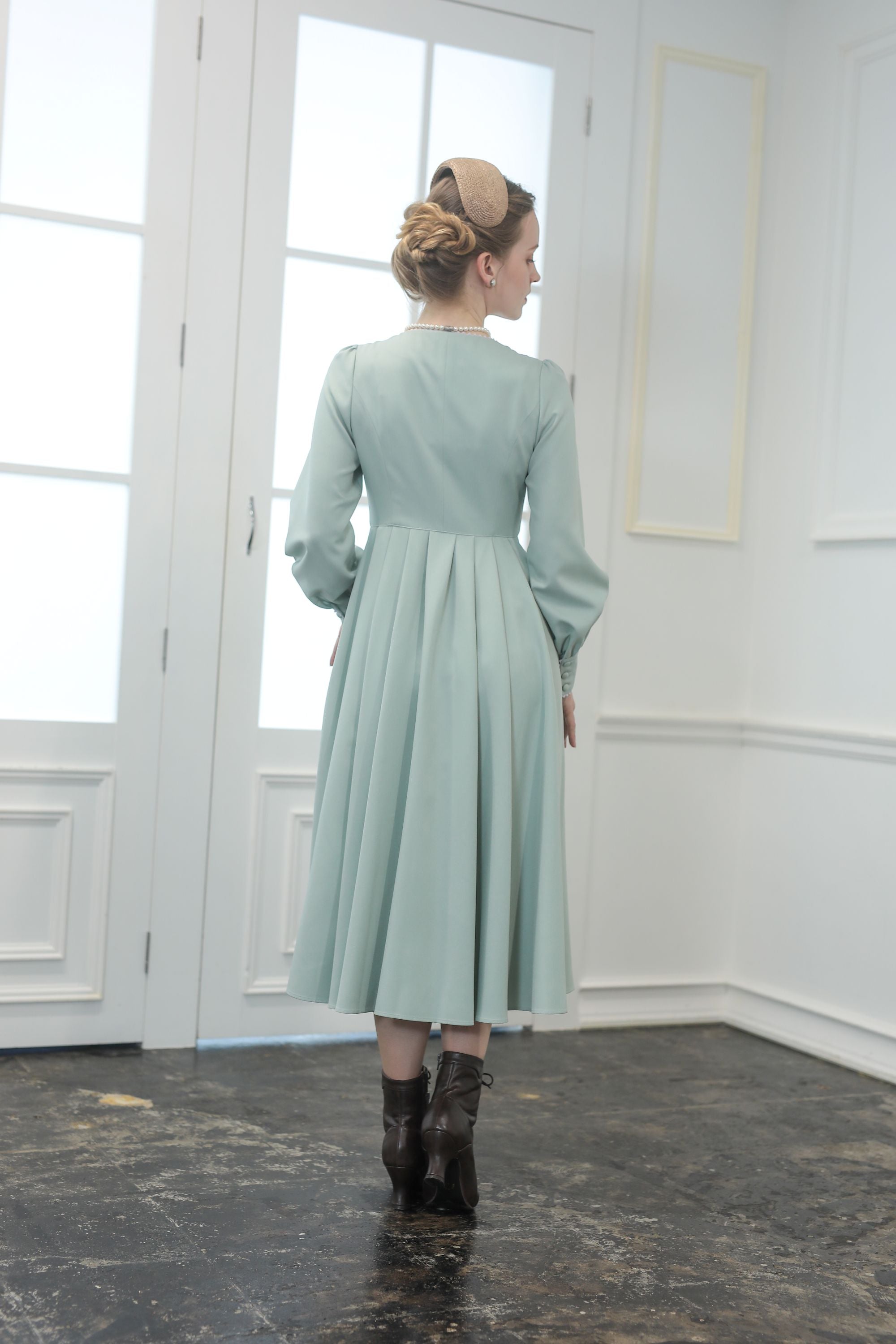 Filvoir〈フィルボワール〉Maria dress/グリーン Fleur dress-viola/Mint green – Filvoir
