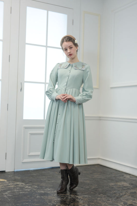 【Pre-order】Fleur dress-viola/Mint green