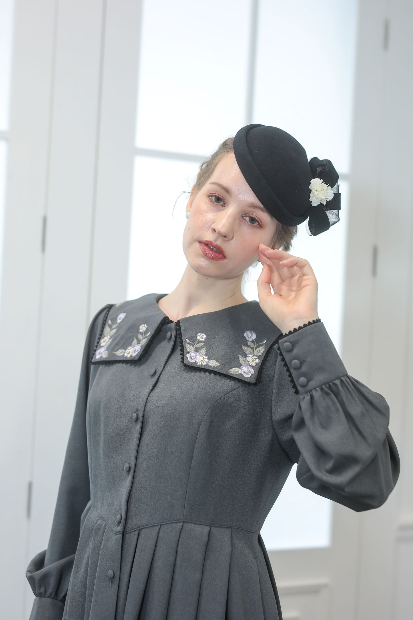 特典付き【Pre-order】Fleur dress-viola/Gray